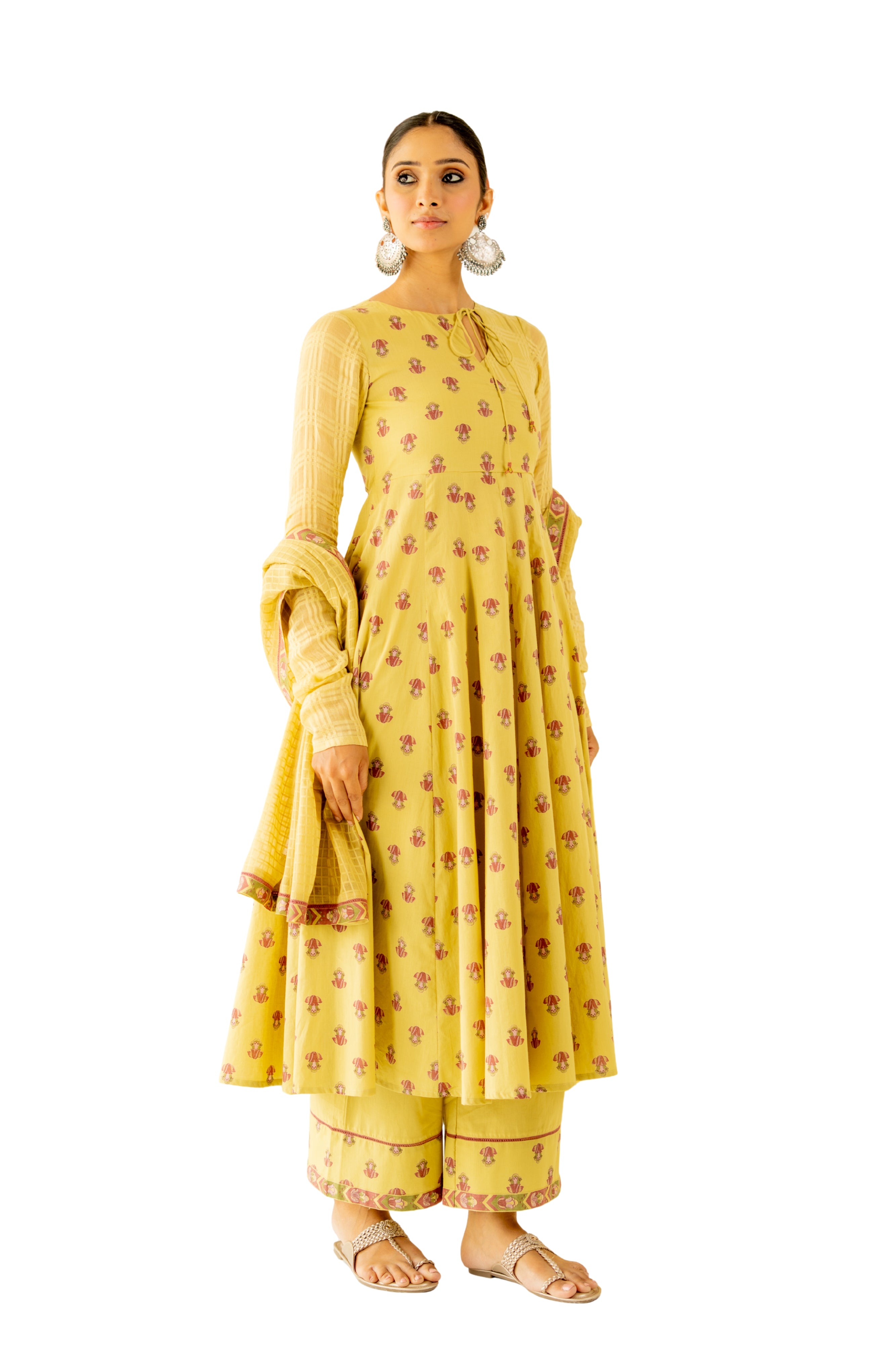 WARM OLIVE MRIDUL ANARKALI SET OF 3 - RTS