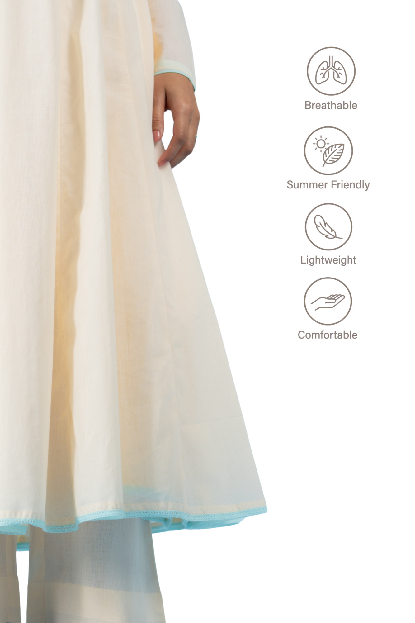 OFF-WHITE ALMOMD MILK ANARKALI SET OF 3