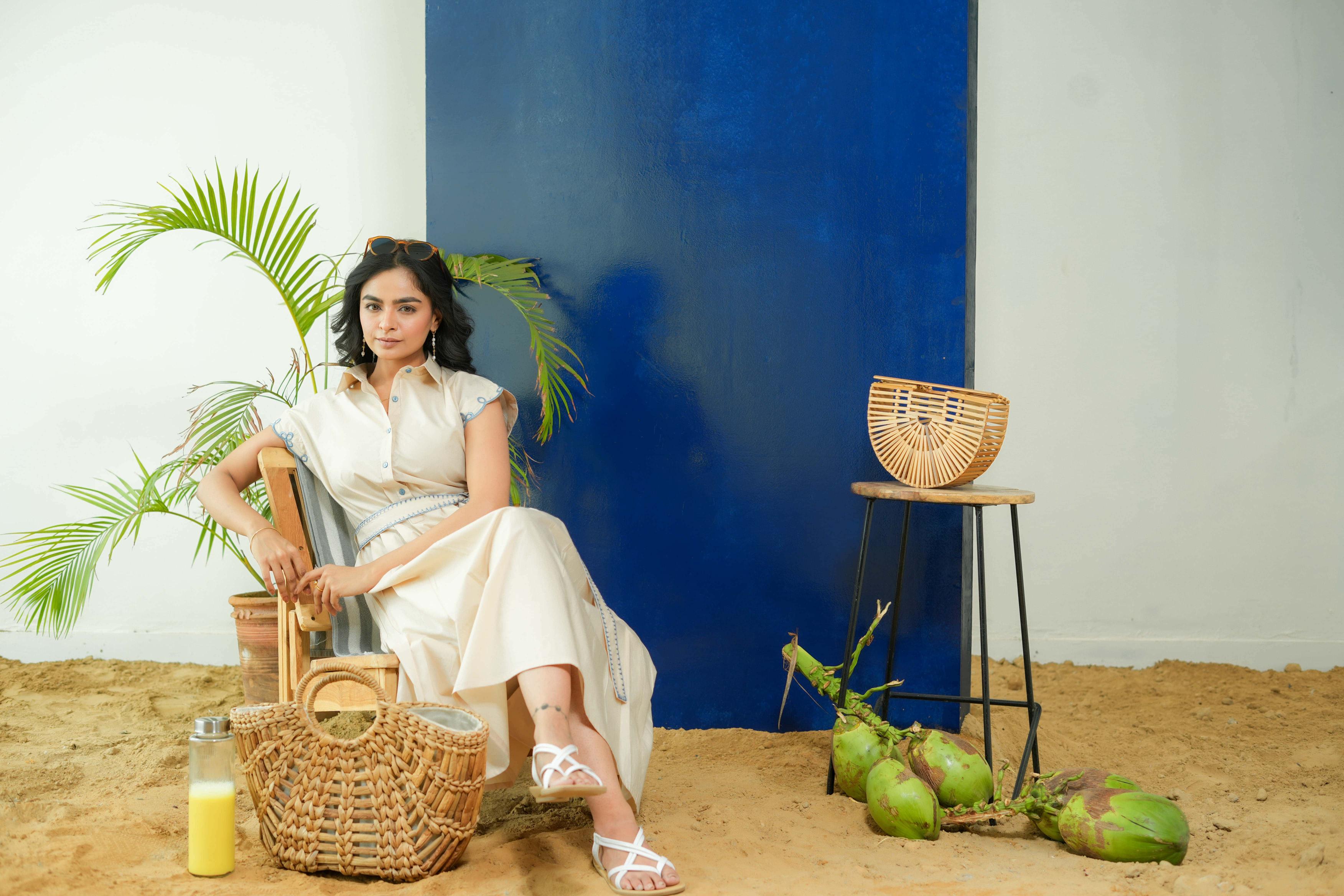 BEIGE POPLIN SHIRT DRESS WITH EMBROIDERED BELT