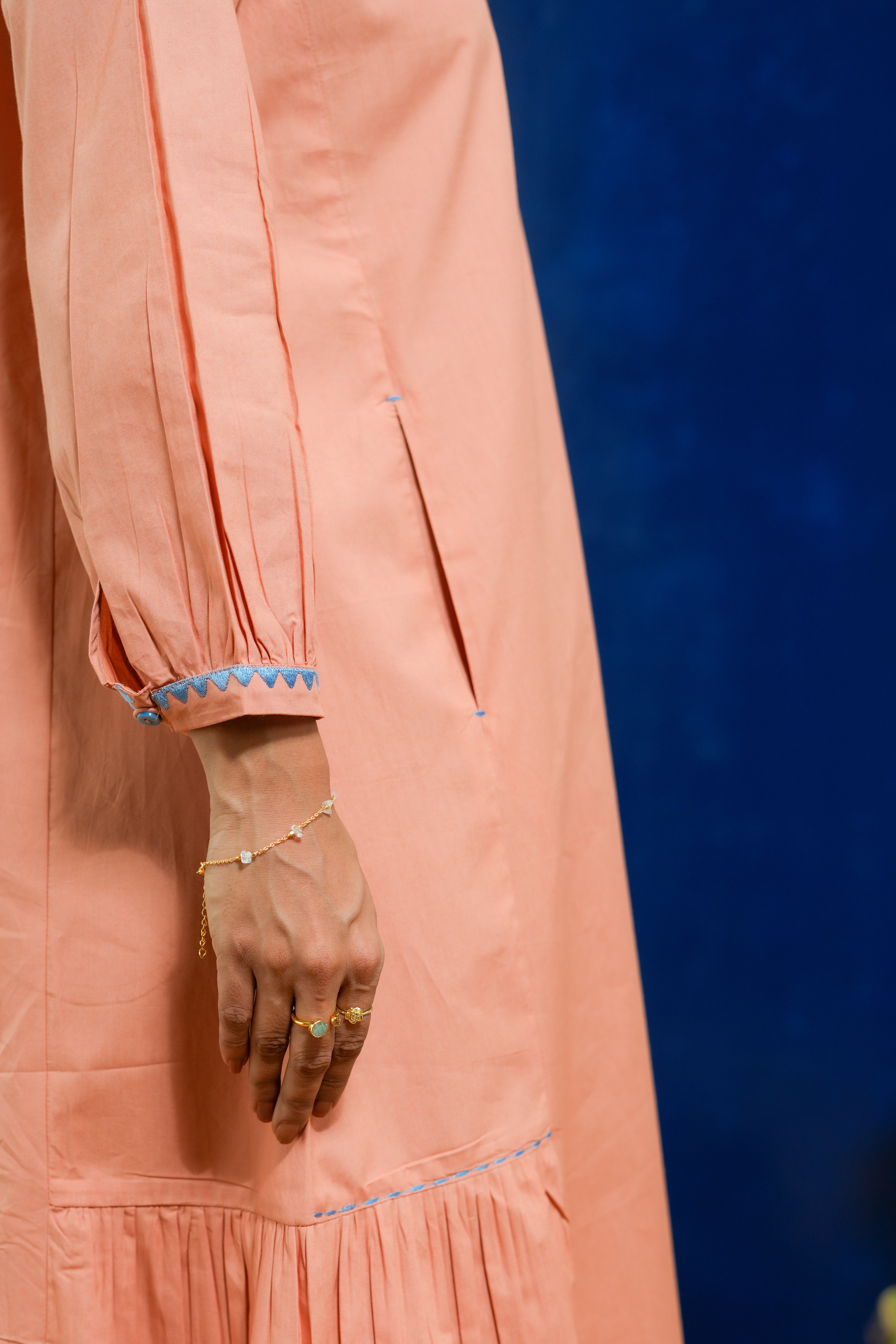 SALMON CALF LENGTH DRESS