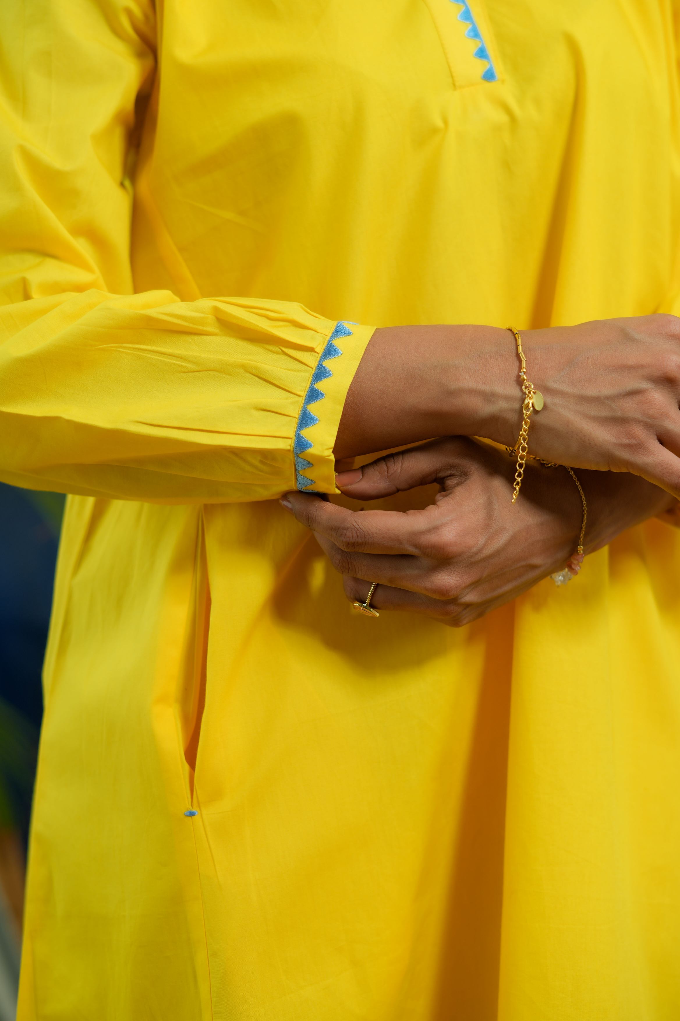 LEMON YELLOW CALF LENGTH DRESS