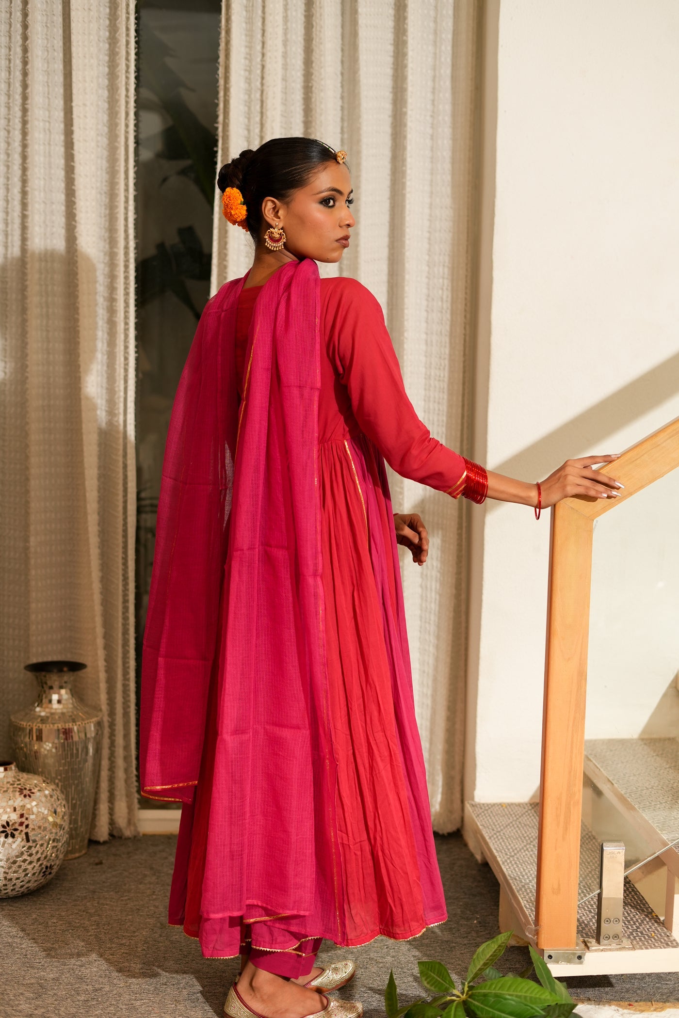 RED & PINK RANGDHARA ANARKALI SET OF 3