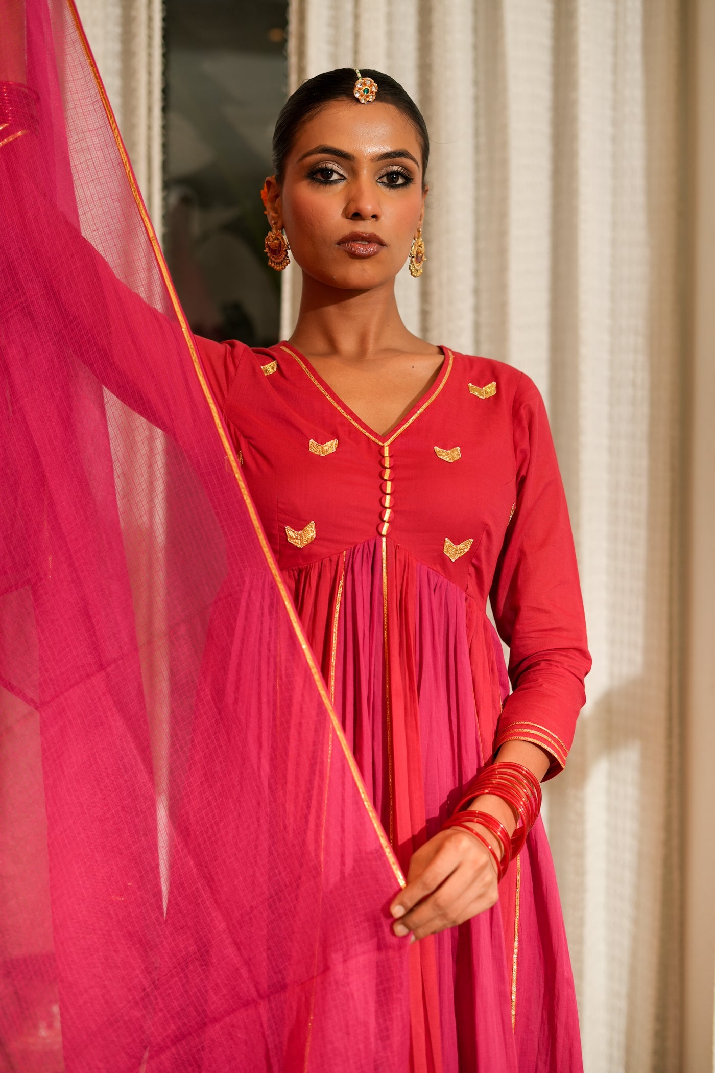 RED & PINK RANGDHARA ANARKALI SET OF 3