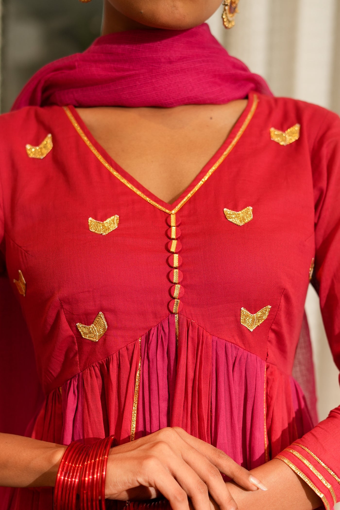 RED & PINK RANGDHARA ANARKALI SET OF 3