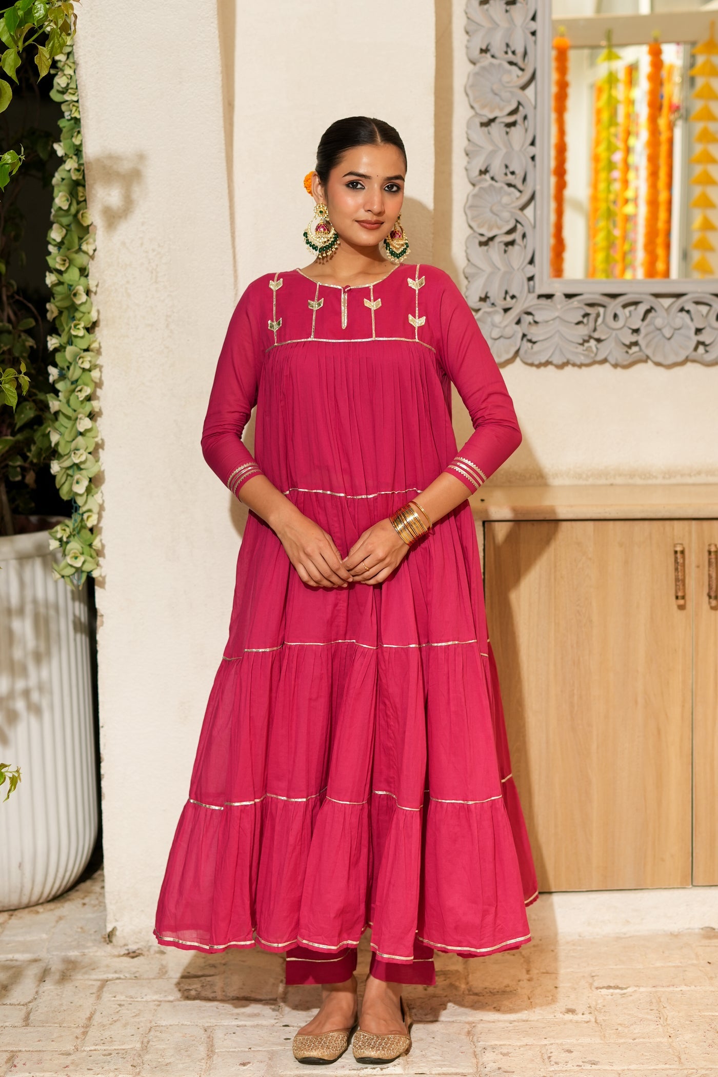 PINK TIERED KURTA SET OF 2