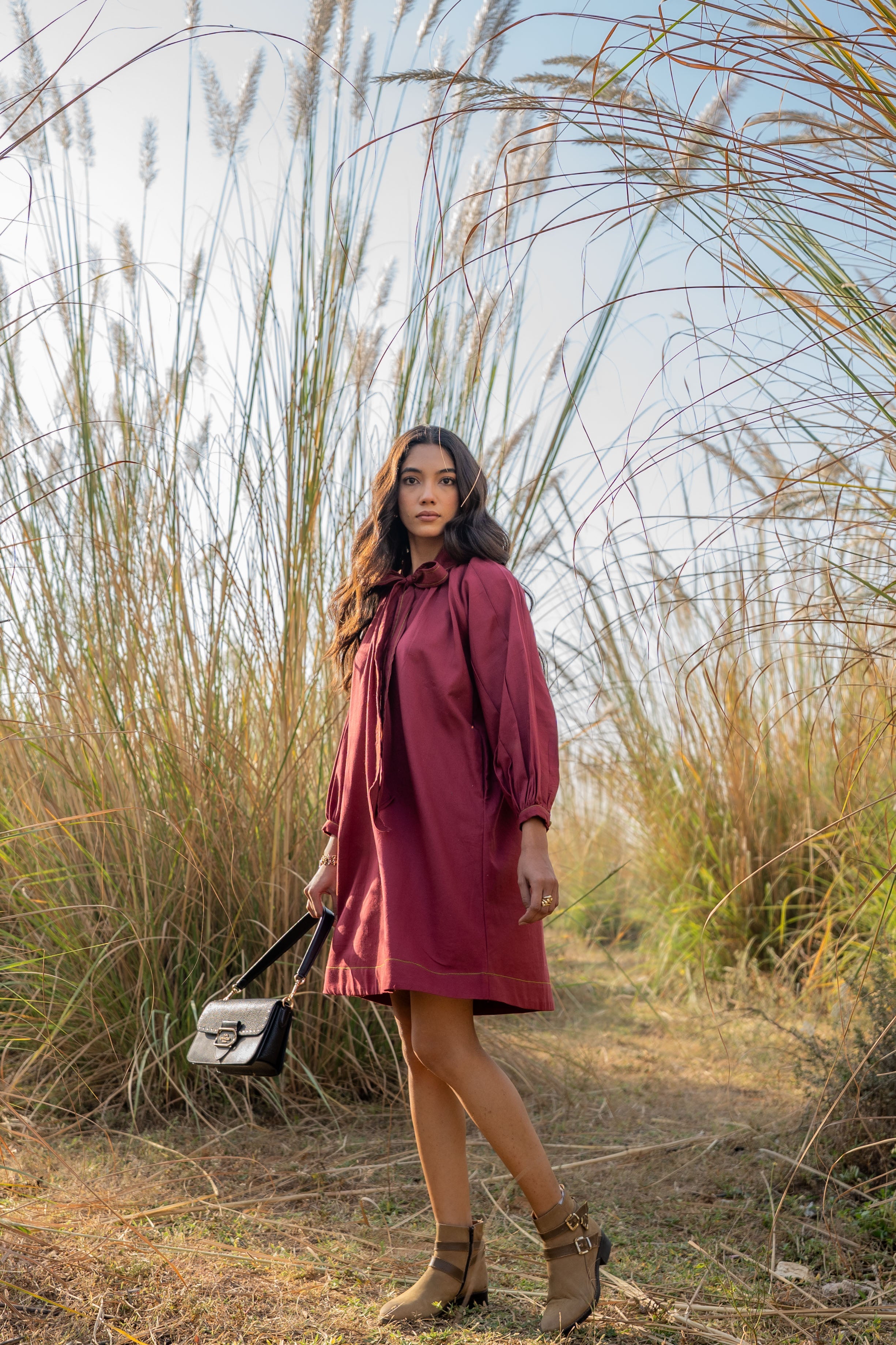 MAROON EIRA DRESS