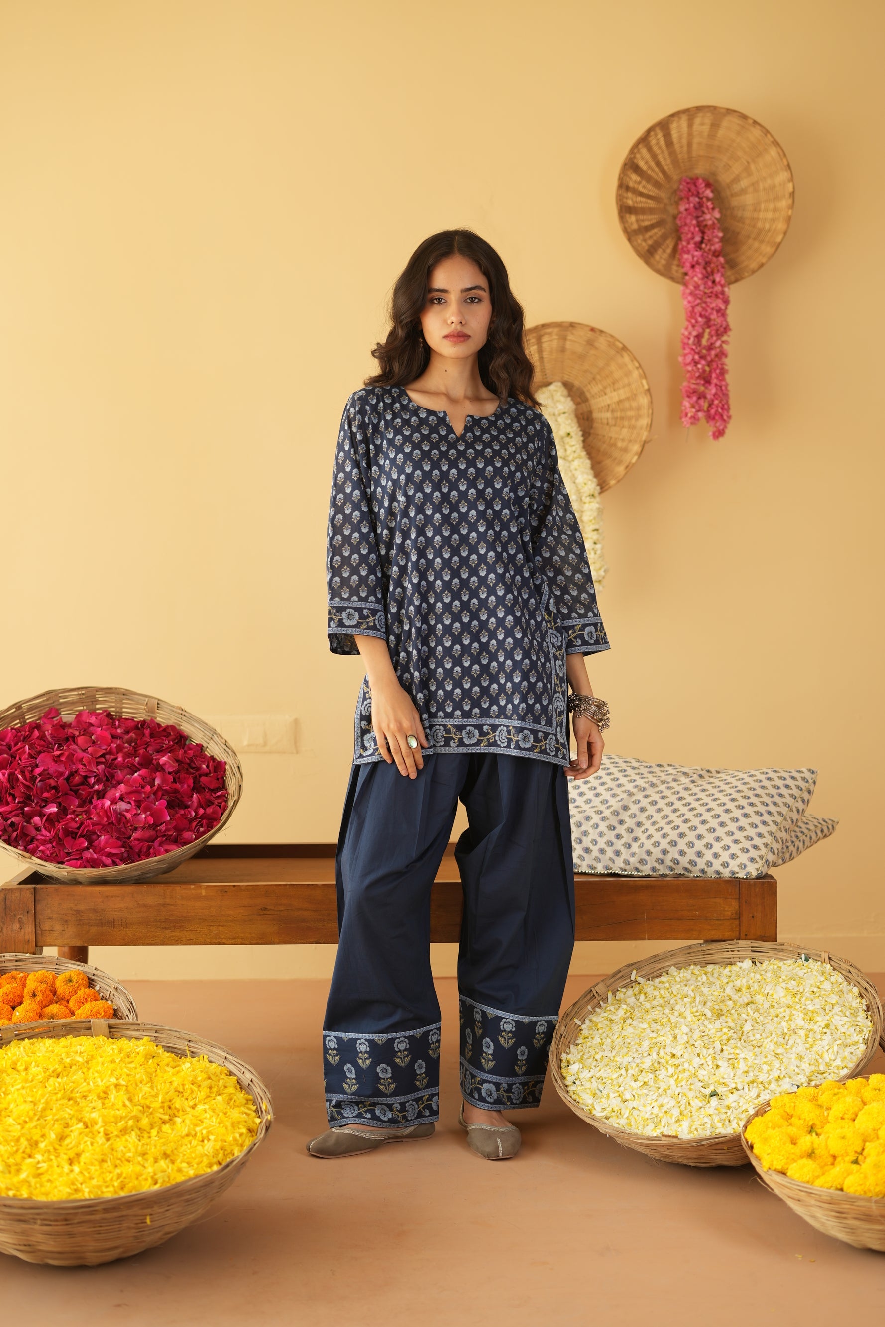 BLUE VANYA KURTA WITH FARSI SALWAR SET OF 3