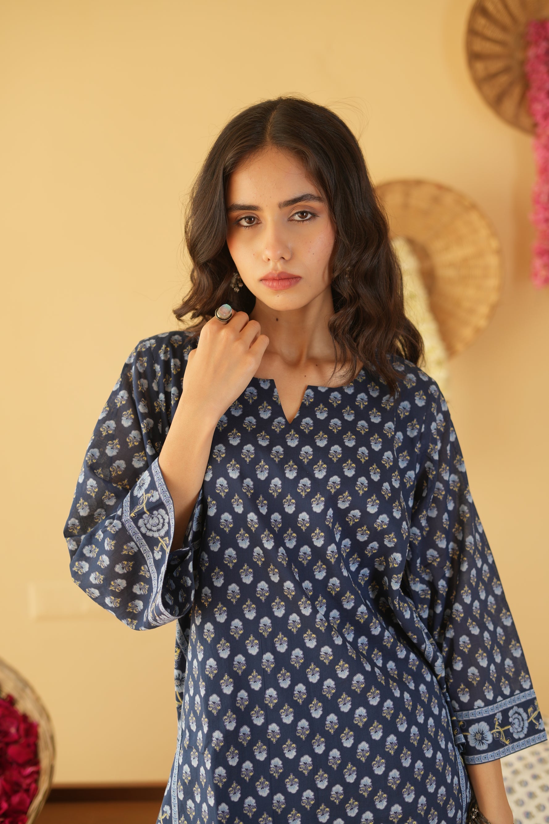 BLUE VANYA KURTA WITH FARSI SALWAR SET OF 3