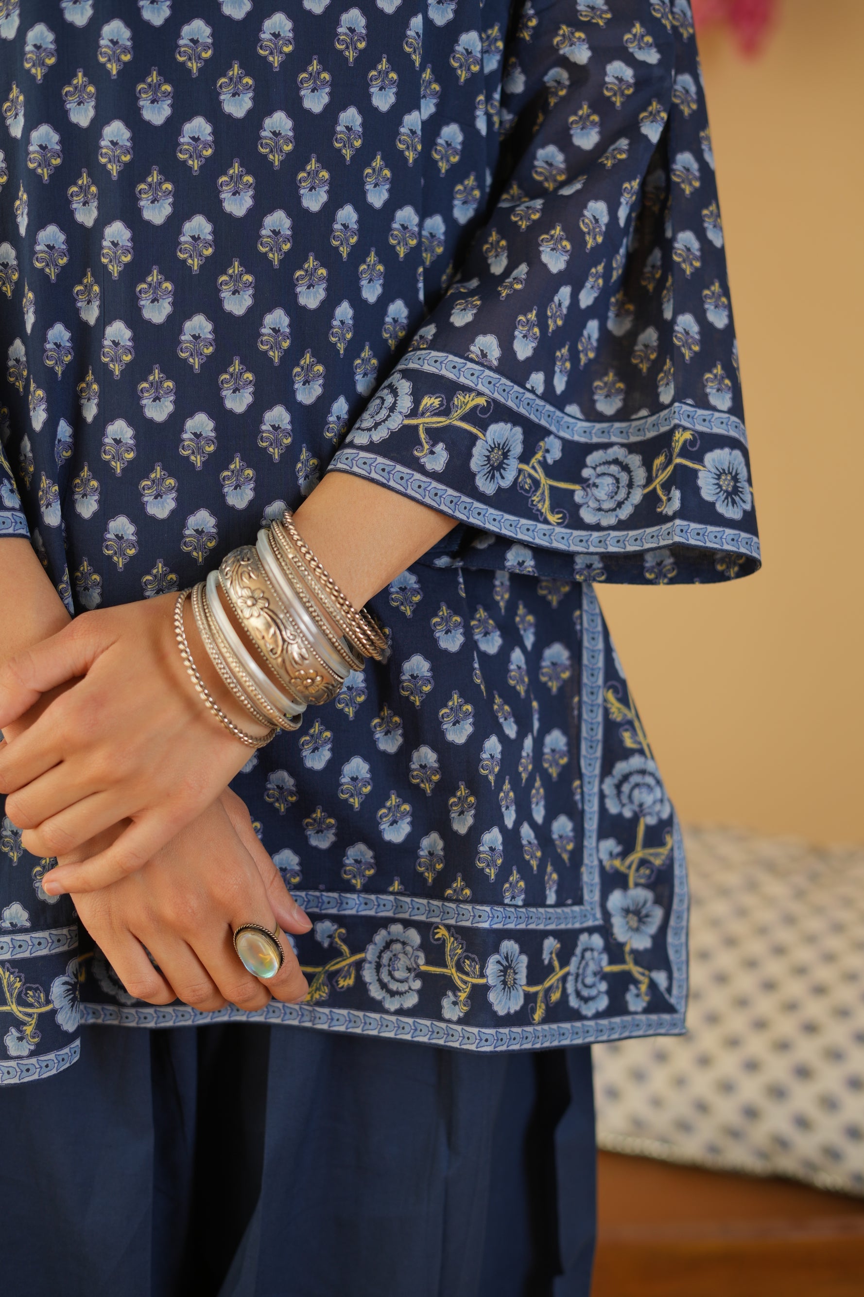 BLUE VANYA KURTA WITH FARSI SALWAR SET OF 3