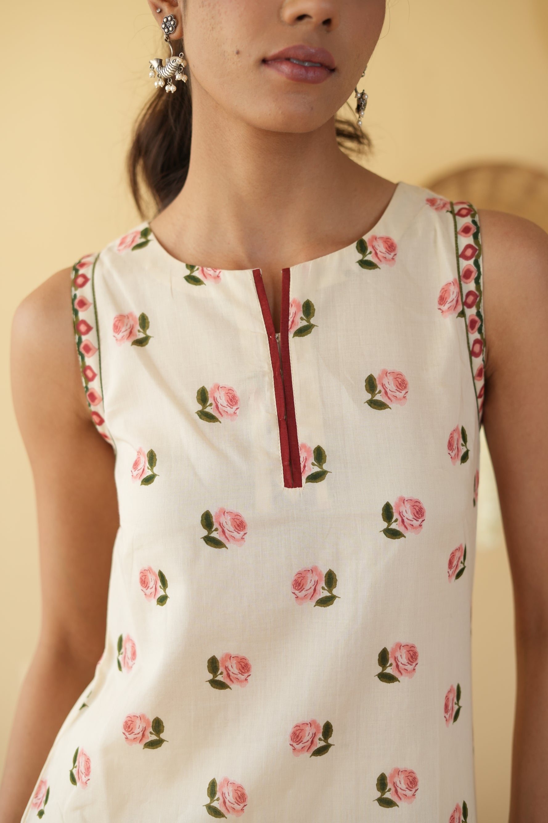 OFF WHITE ROOH KURTA WITH FARSI SALWAR SET OF 3