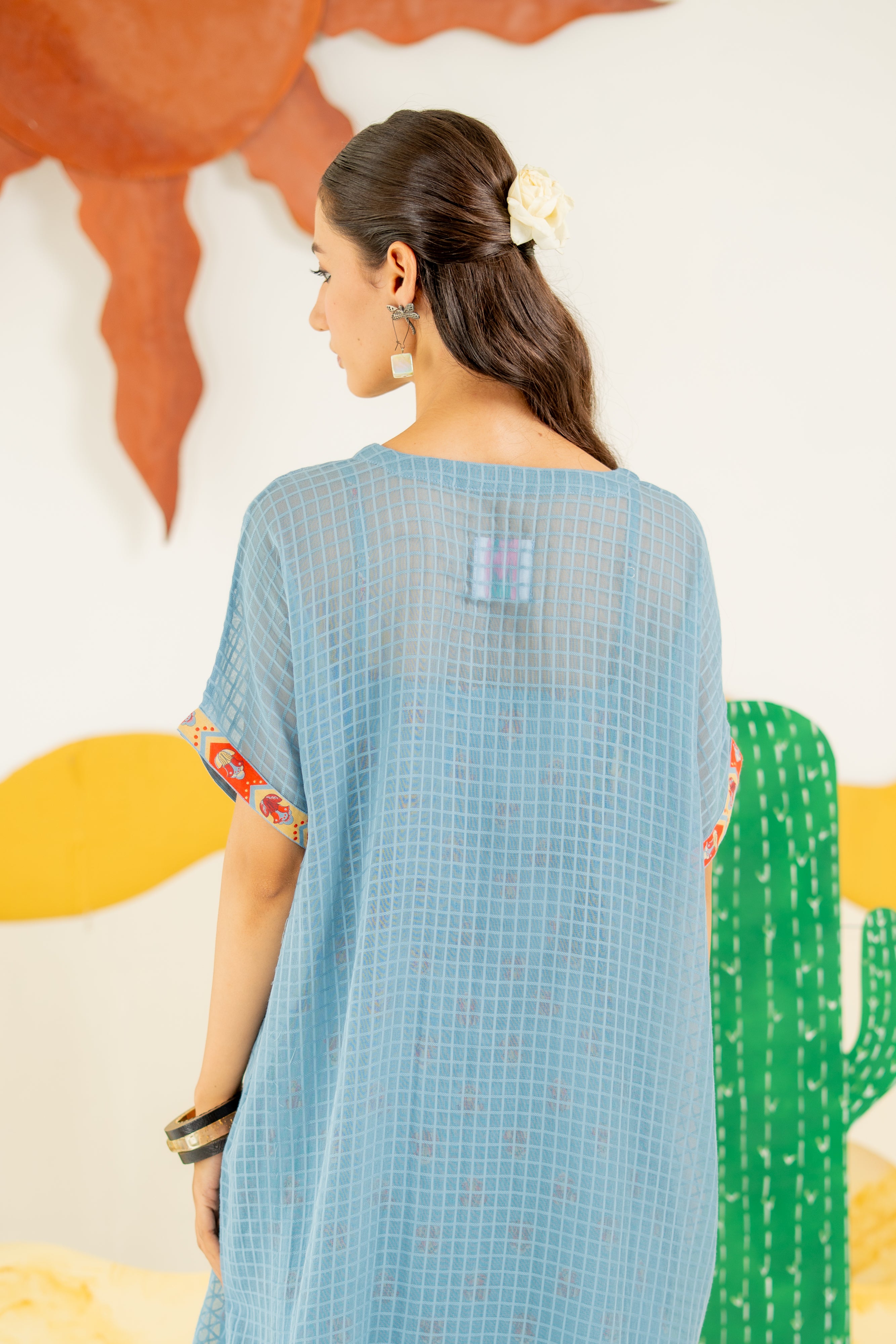 HERITAGE BLUE AFREEN KAFTAN CO-ORD SET OF 3