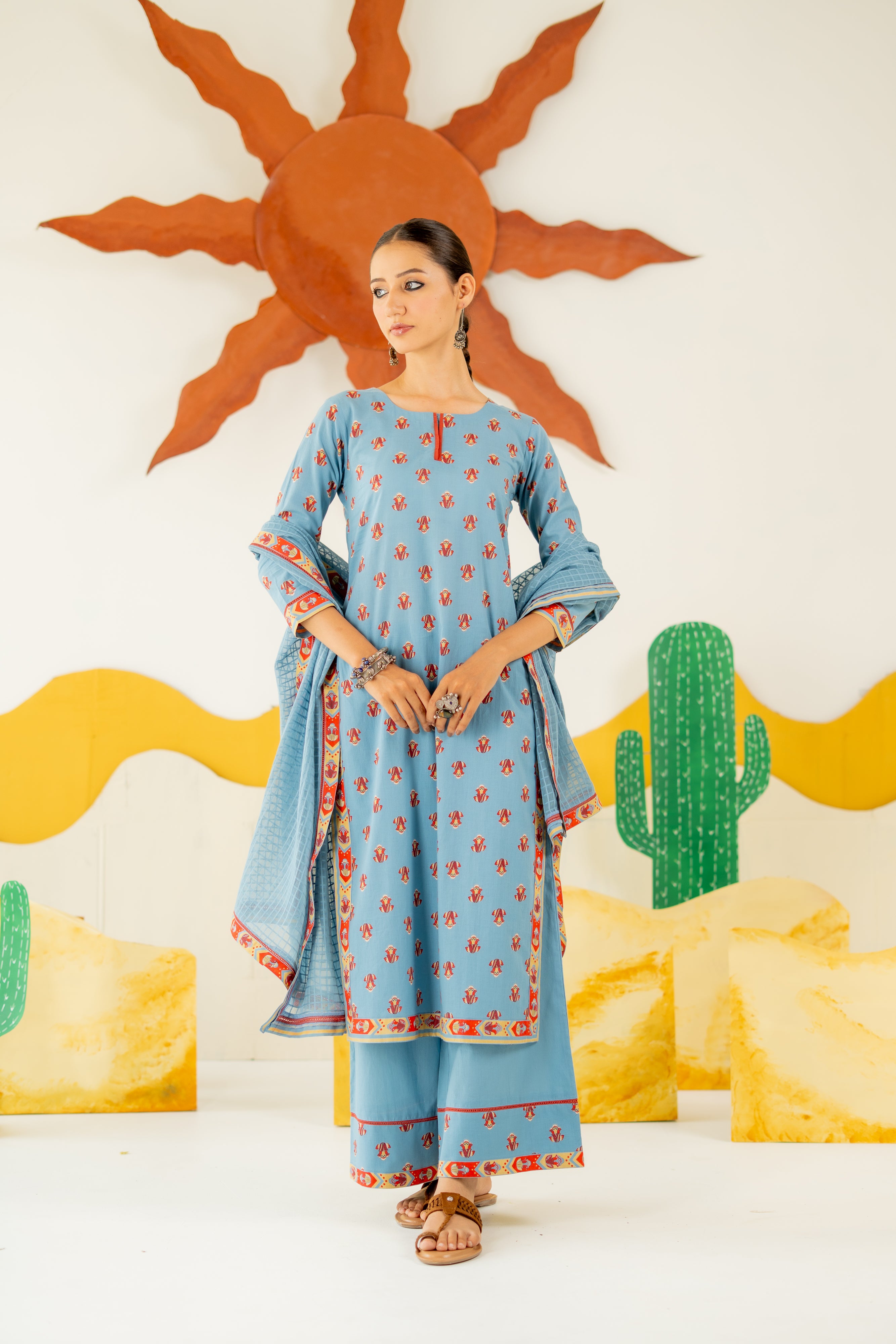 HERITAGE BLUE MRITTIKA KURTA SET OF 3
