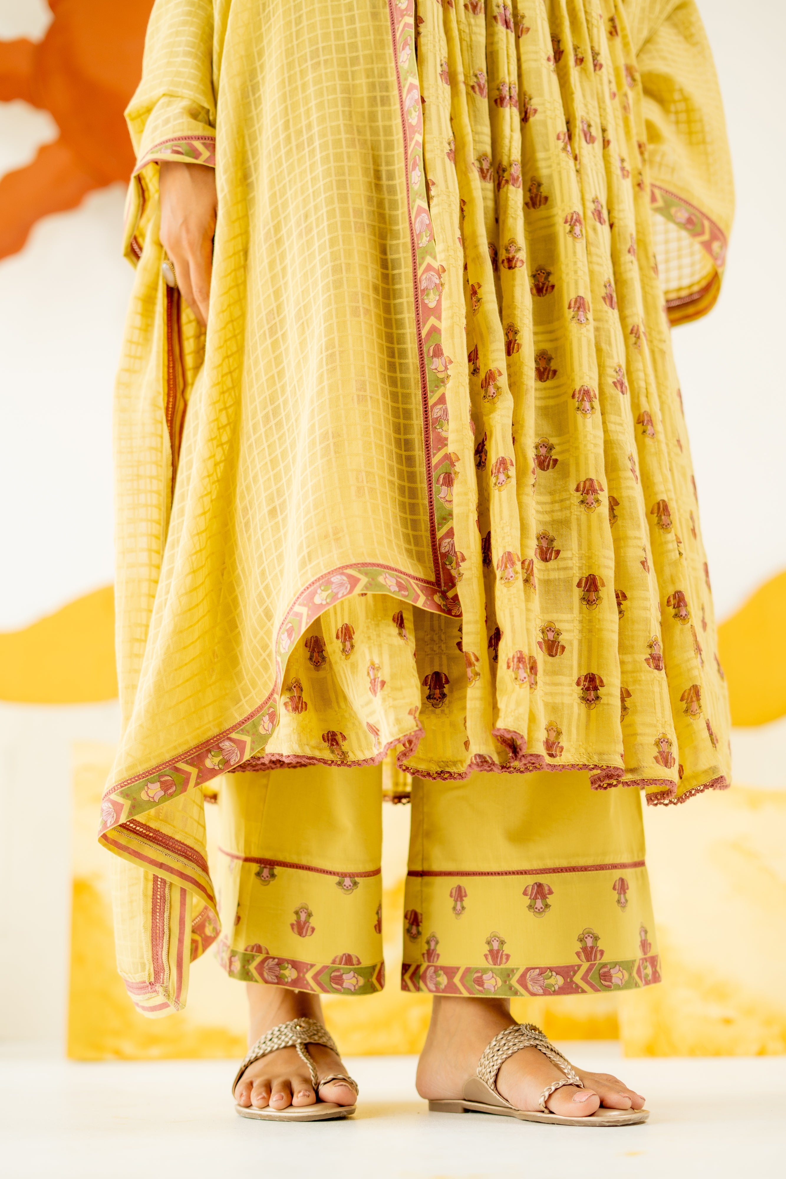 WARM OLIVE BOOND ANARKALI SET OF 3