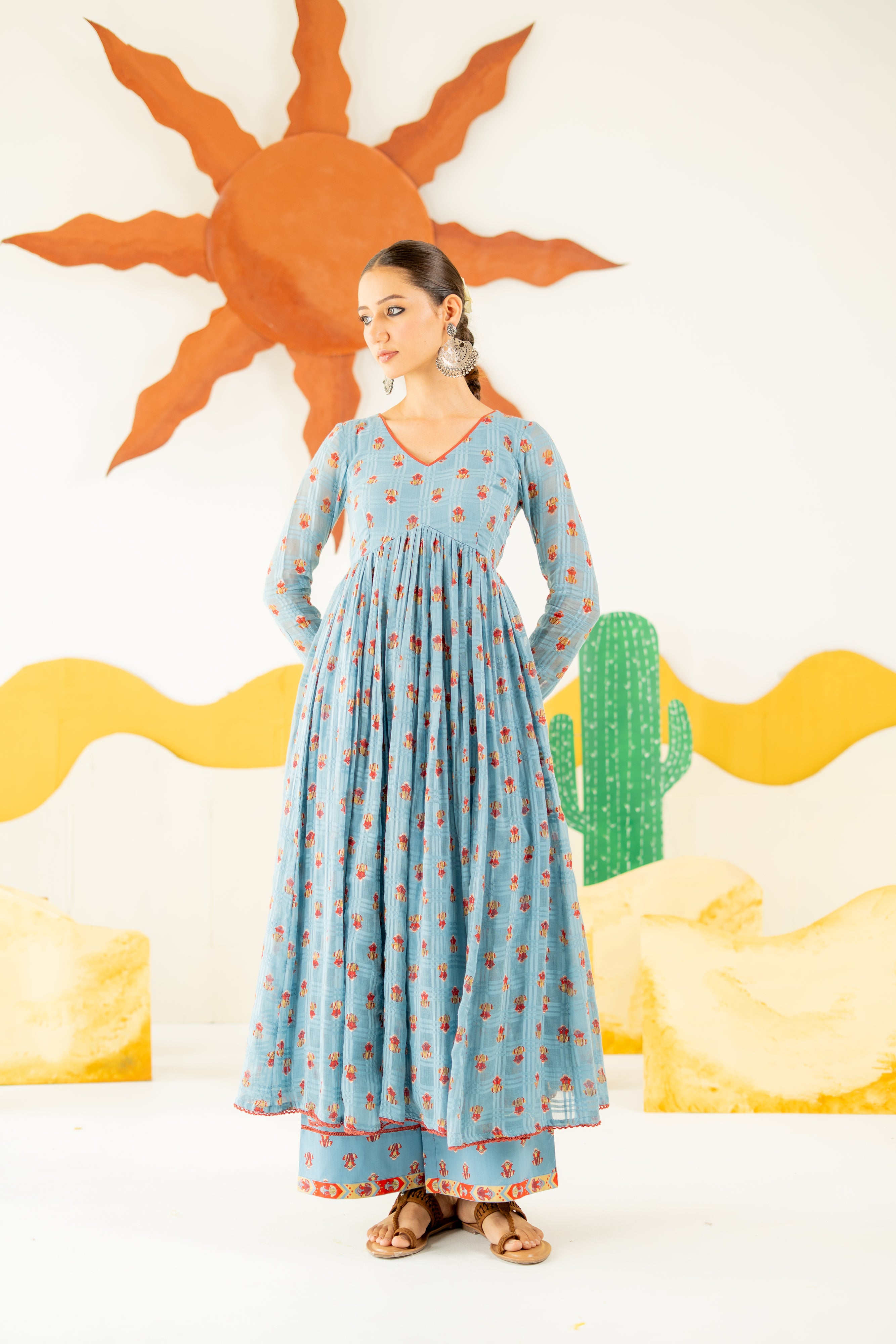 HERITAGE BLUE BOOND ANARKALI SET OF 3