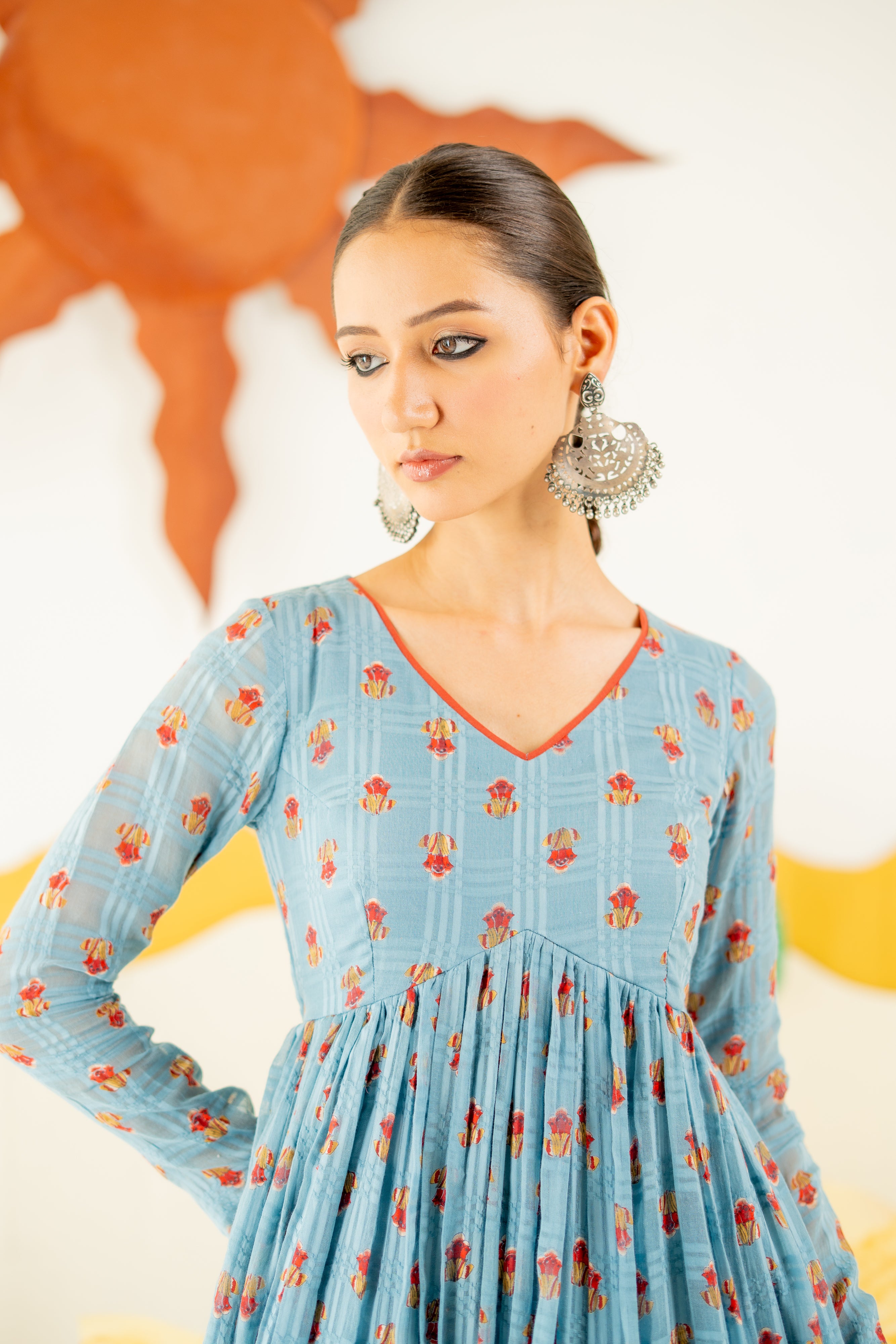 HERITAGE BLUE BOOND ANARKALI SET OF 3