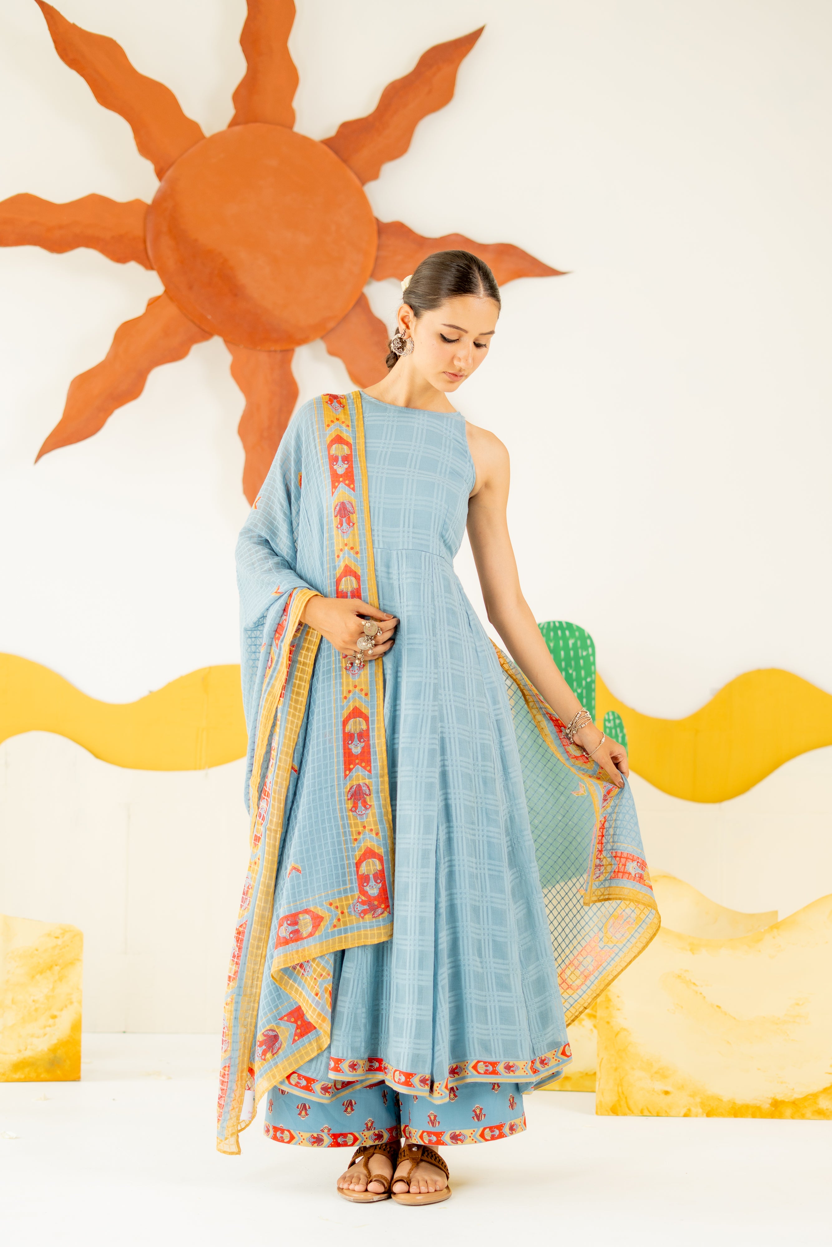 HERITAGE BLUE MRINALINI ANARKALI SET OF 3
