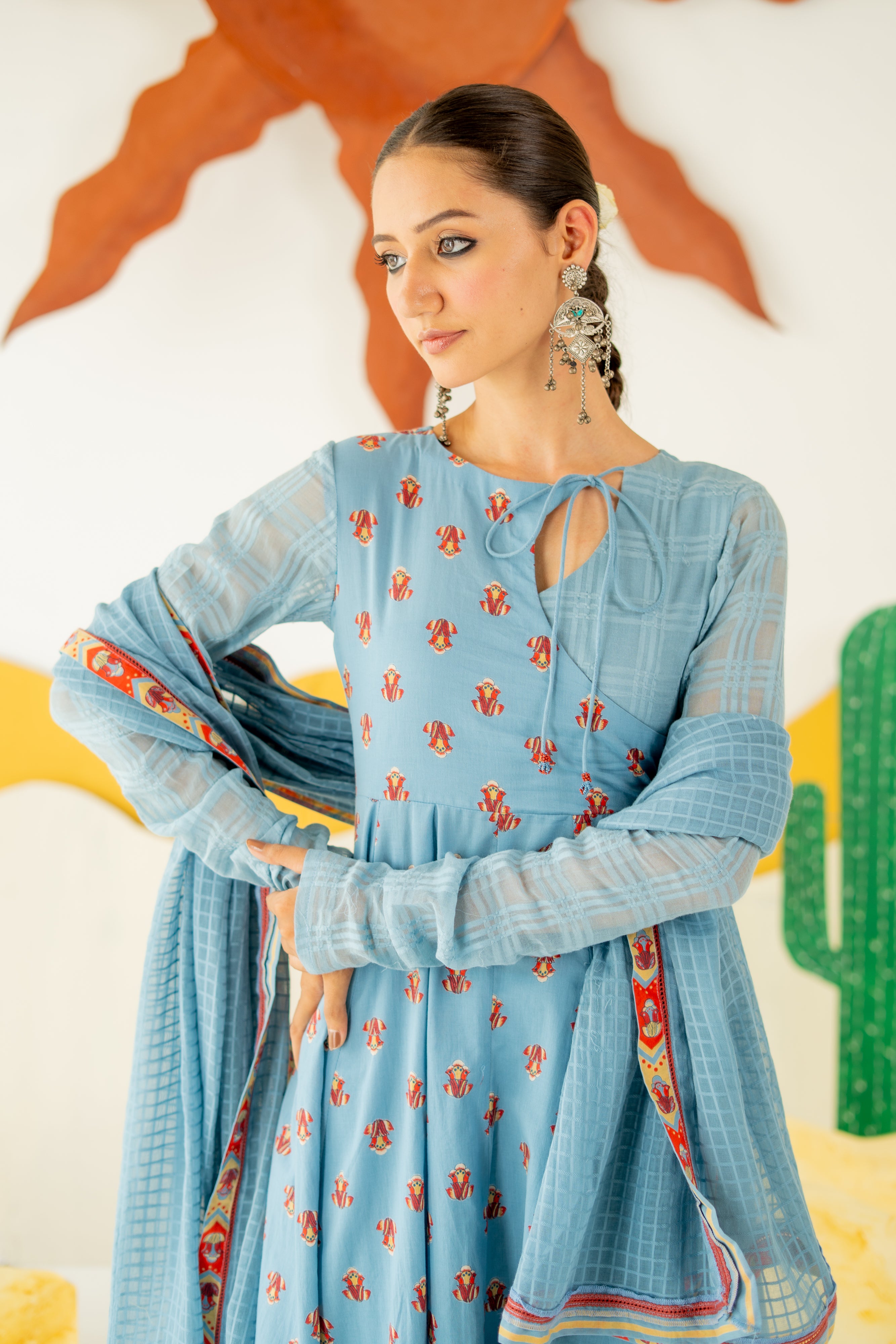 HERITAGE BLUE MRIDUL ANARKALI SET OF 3 - RTS
