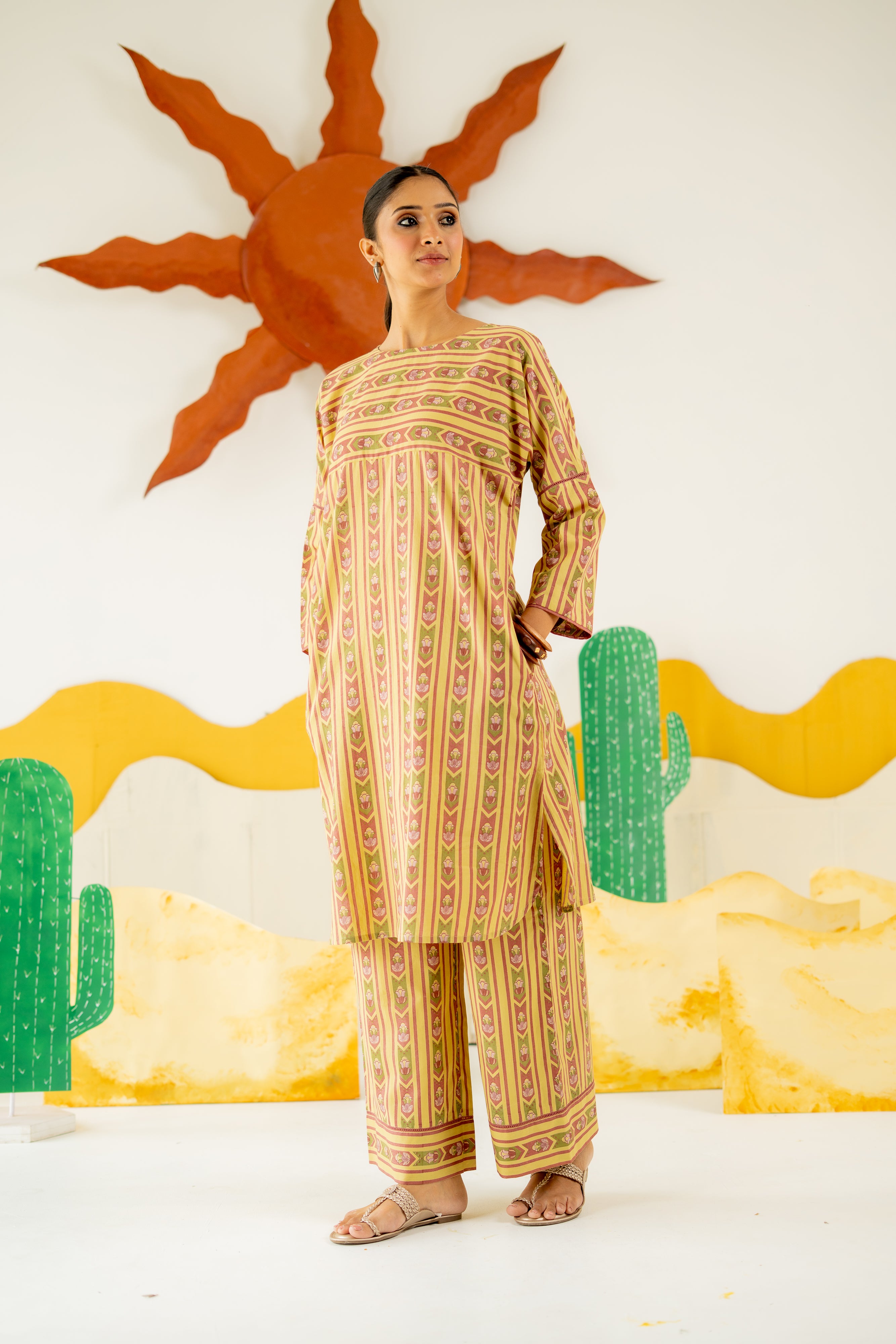WARM OLIVE NAZAKAT CO-ORD SET OF 2