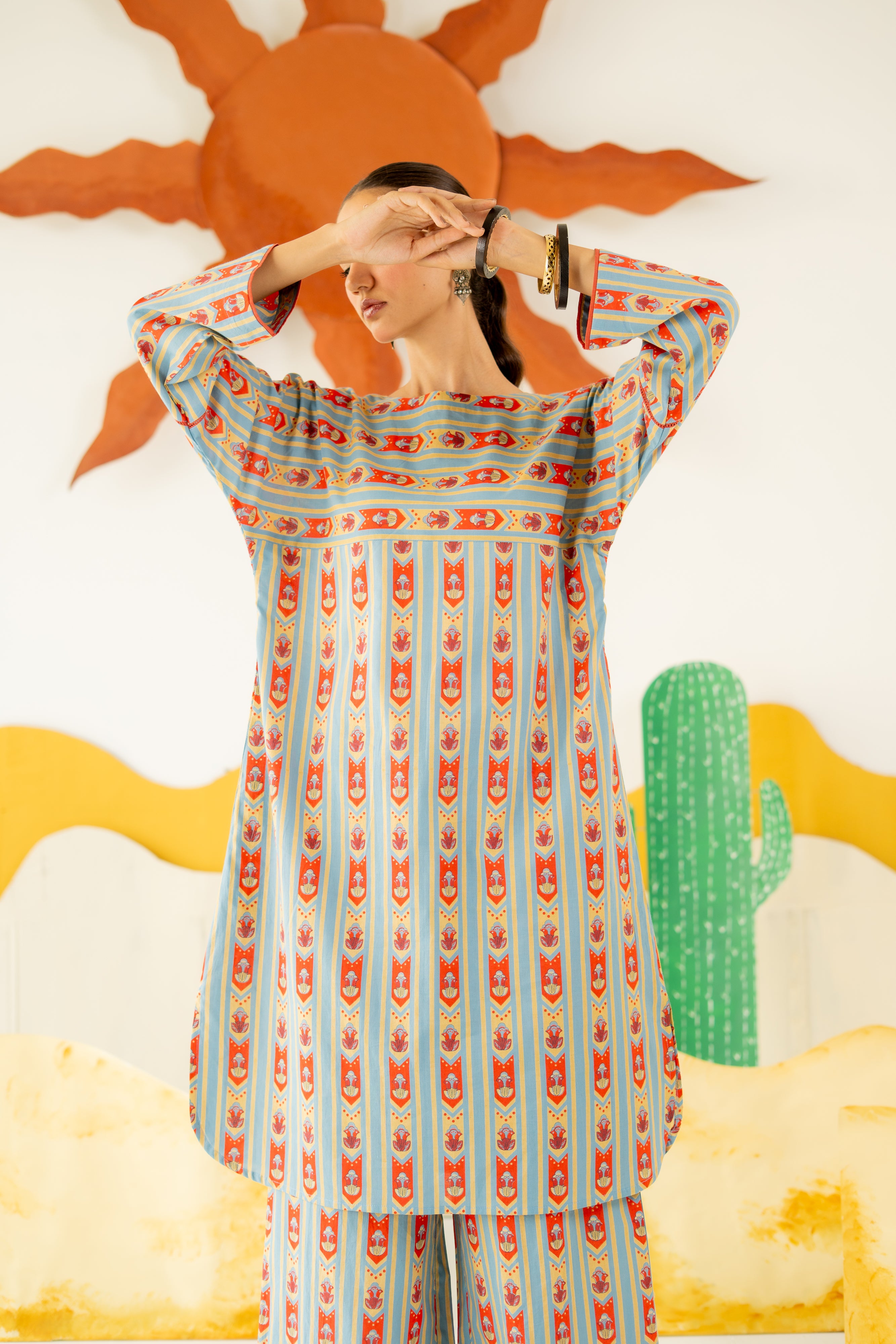 HERITAGE BLUE NAZAKAT CO-ORD SET OF 2
