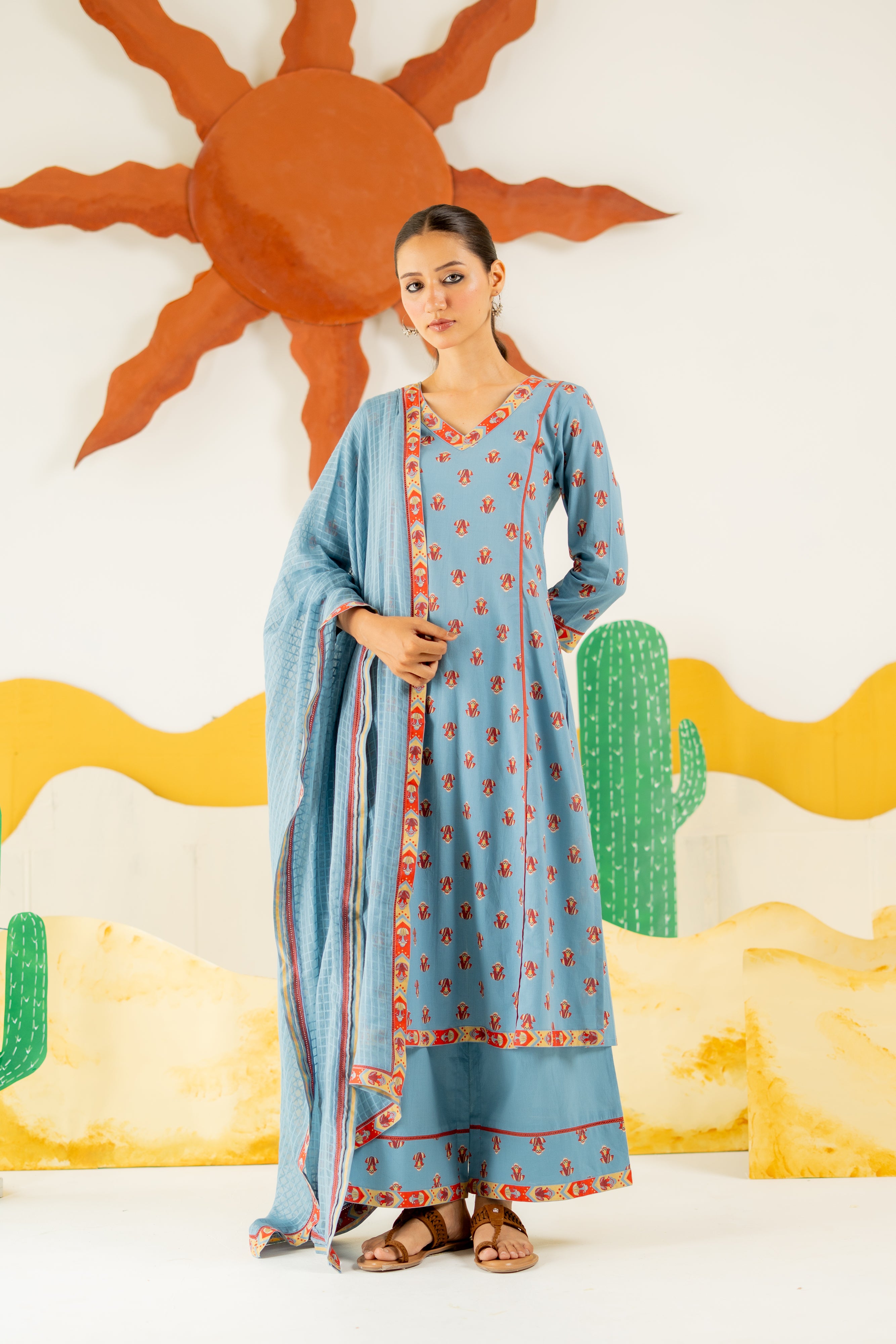 HERITAGE BLUE NEERJARA KURTA SET OF 3