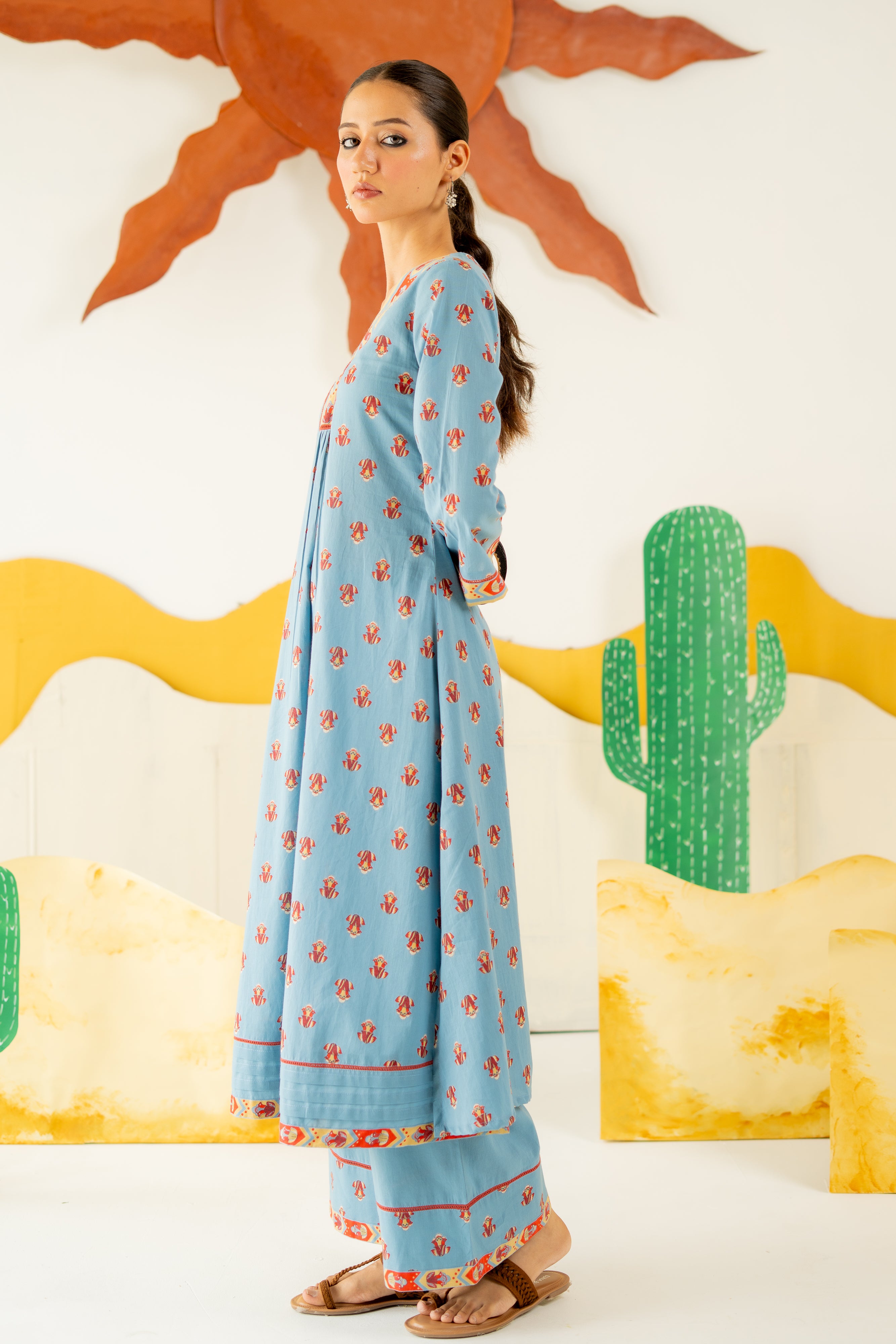 HERITAGE BLUE RAUNAQ KURTA SET OF 3
