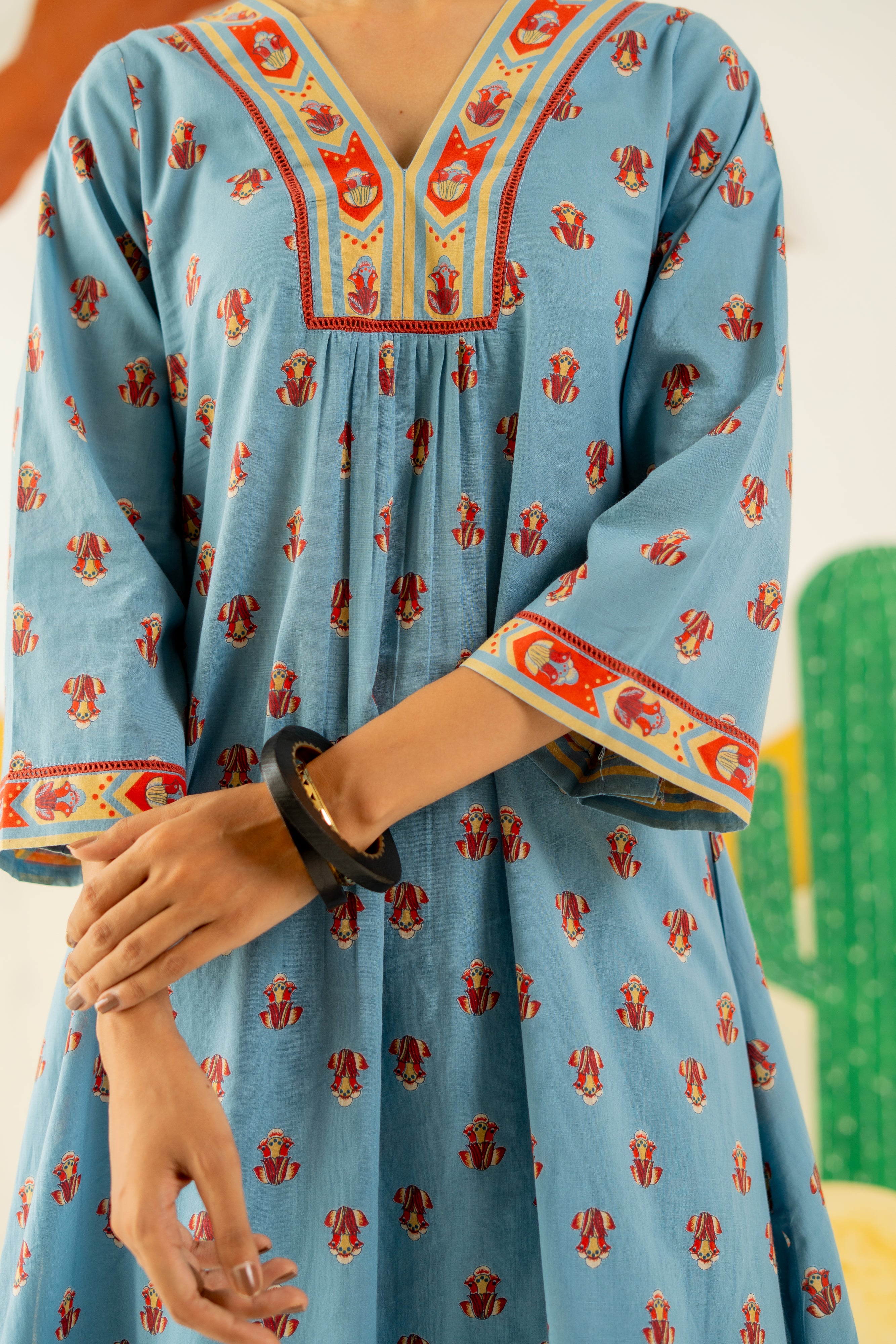 HERITAGE BLUE RAUNAQ KURTA SET OF 3
