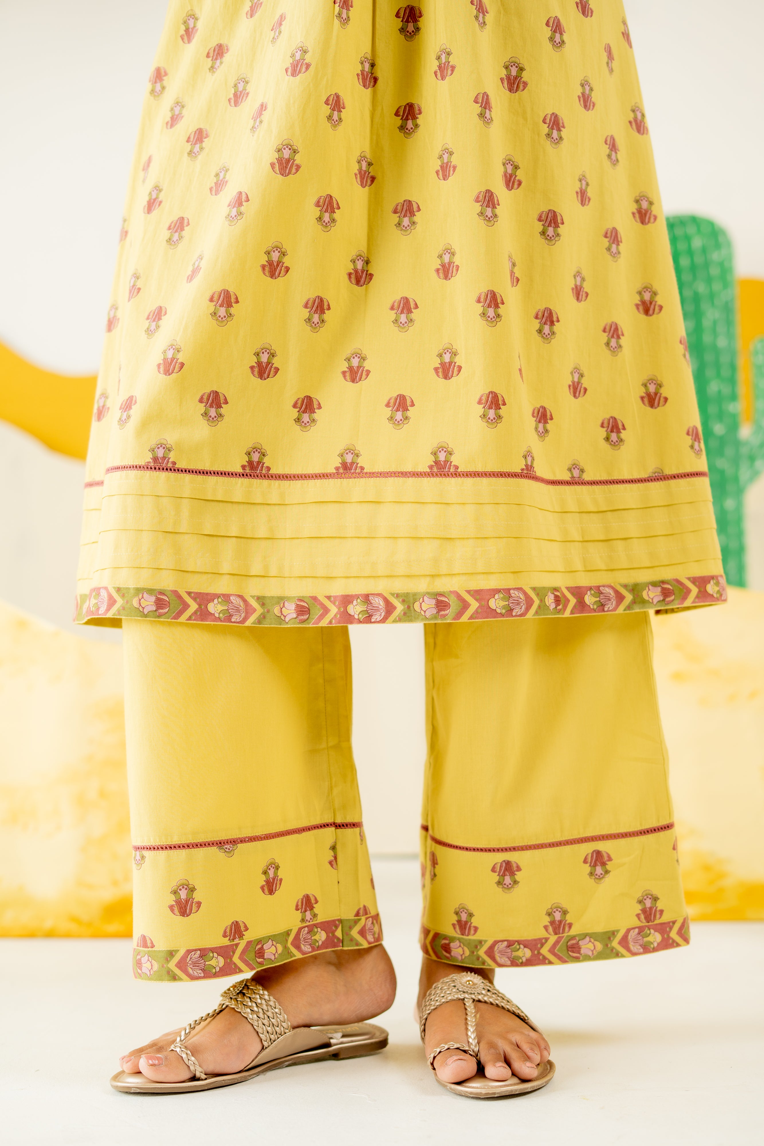 WARM OLIVE RAUNAQ KURTA SET OF 3