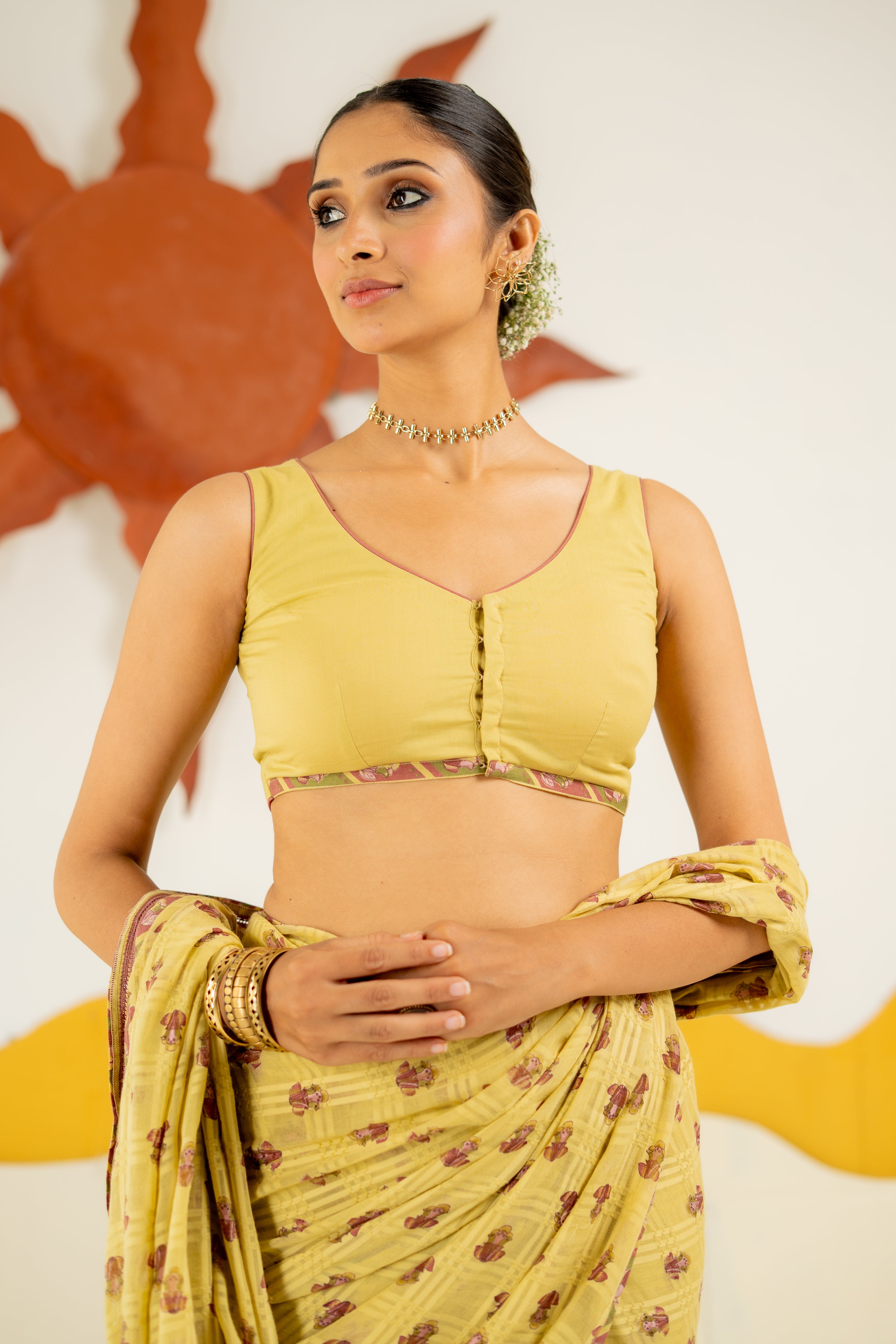 WARM OLIVE AVANI SAREE WITH UNSTITCHED BLOUSE