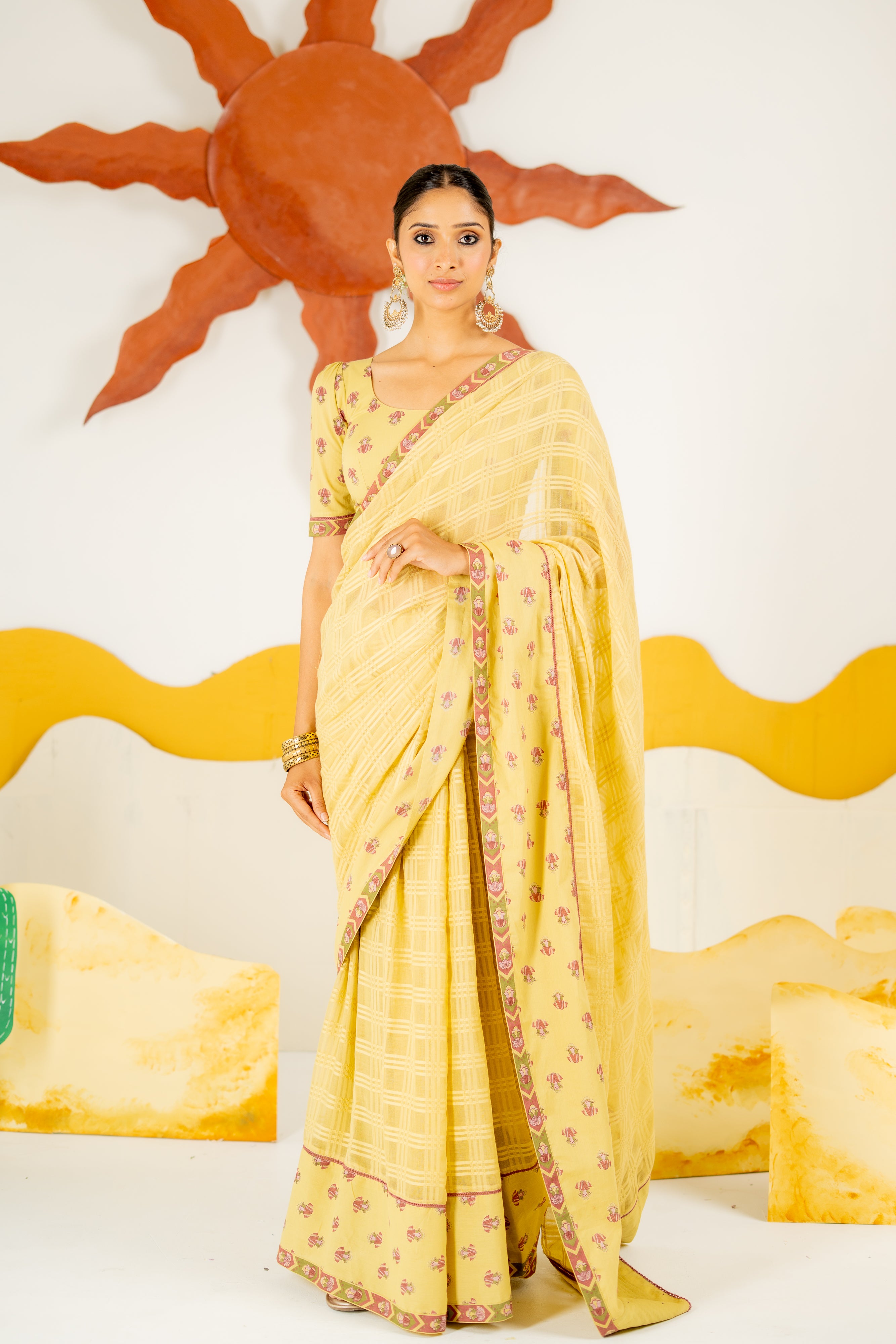 WARM OLIVE VASUNDHARA SAREE WITH UNSTITCHED BLOUSE