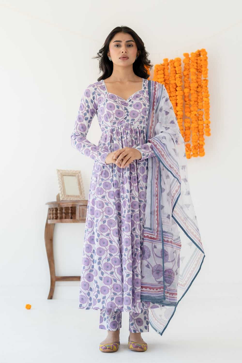 Lavender Anarkali Set