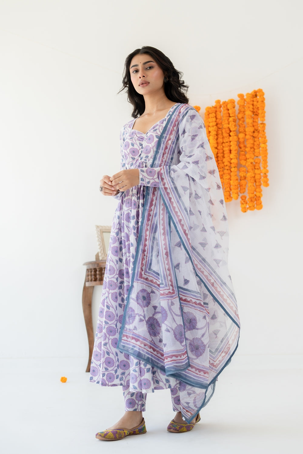 Lavender Anarkali Set
