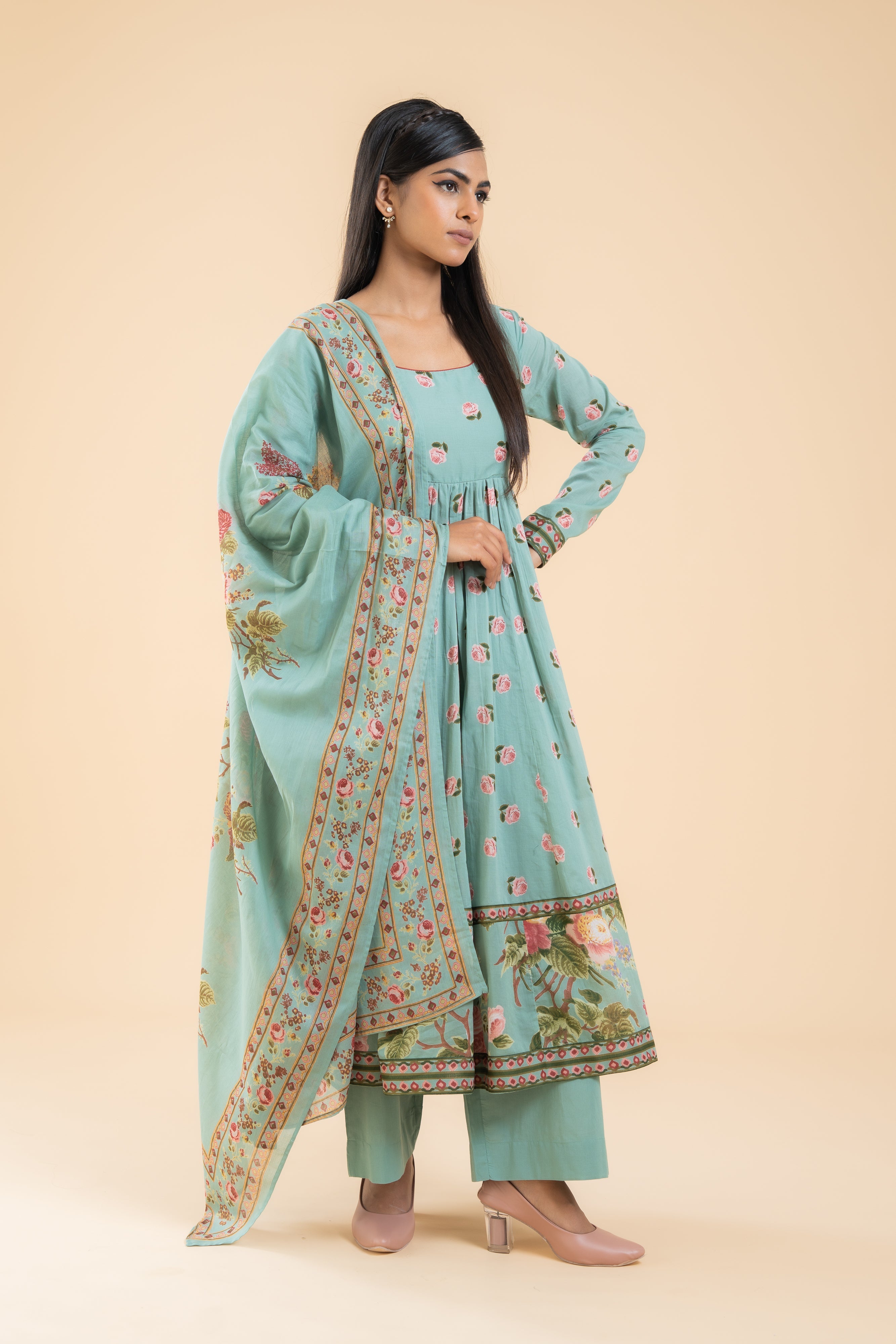 SAGE GREEN RASHIKA ANARKALI SET OF 3