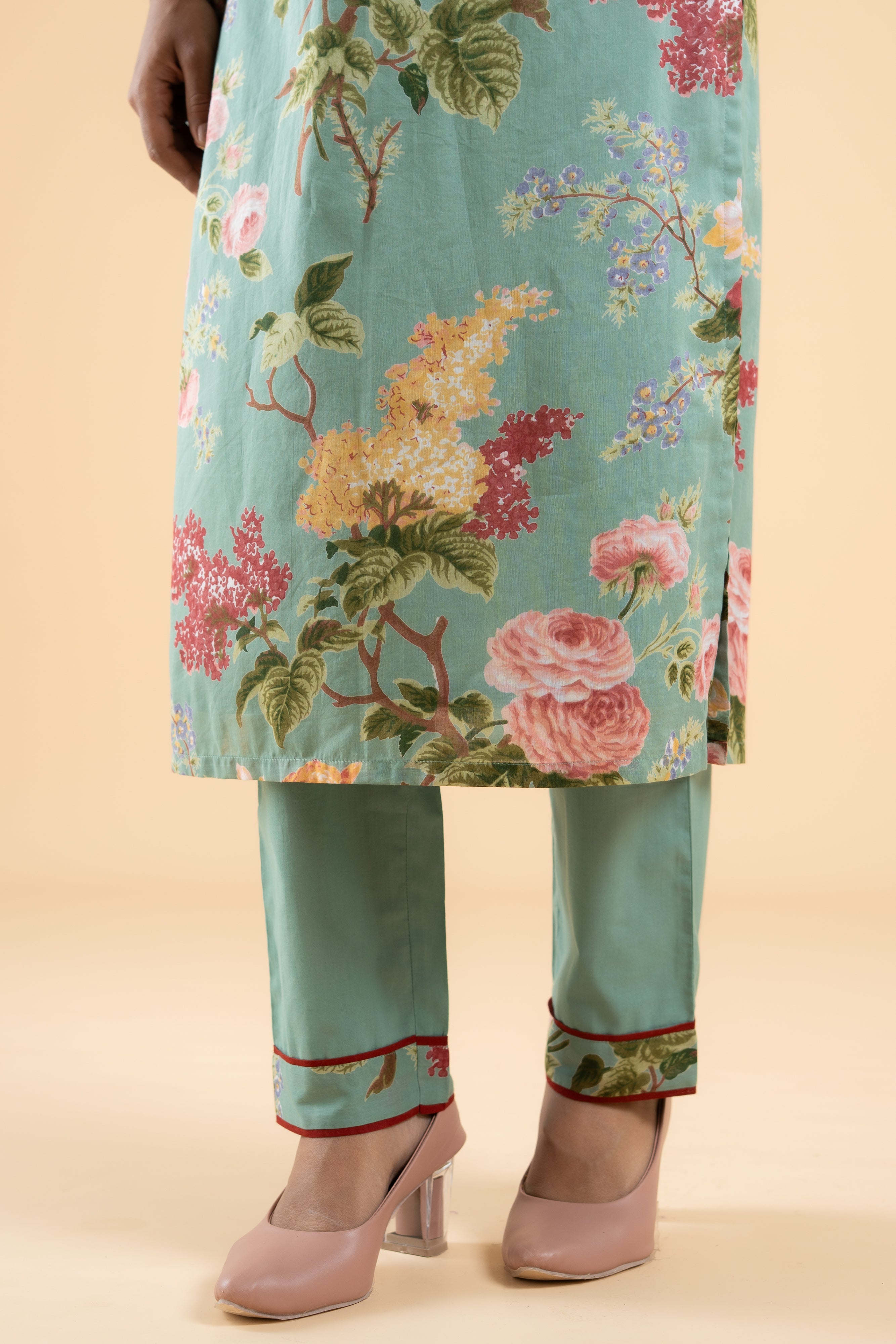 SAGE GREEN PUSHP KURTA SET OF 3