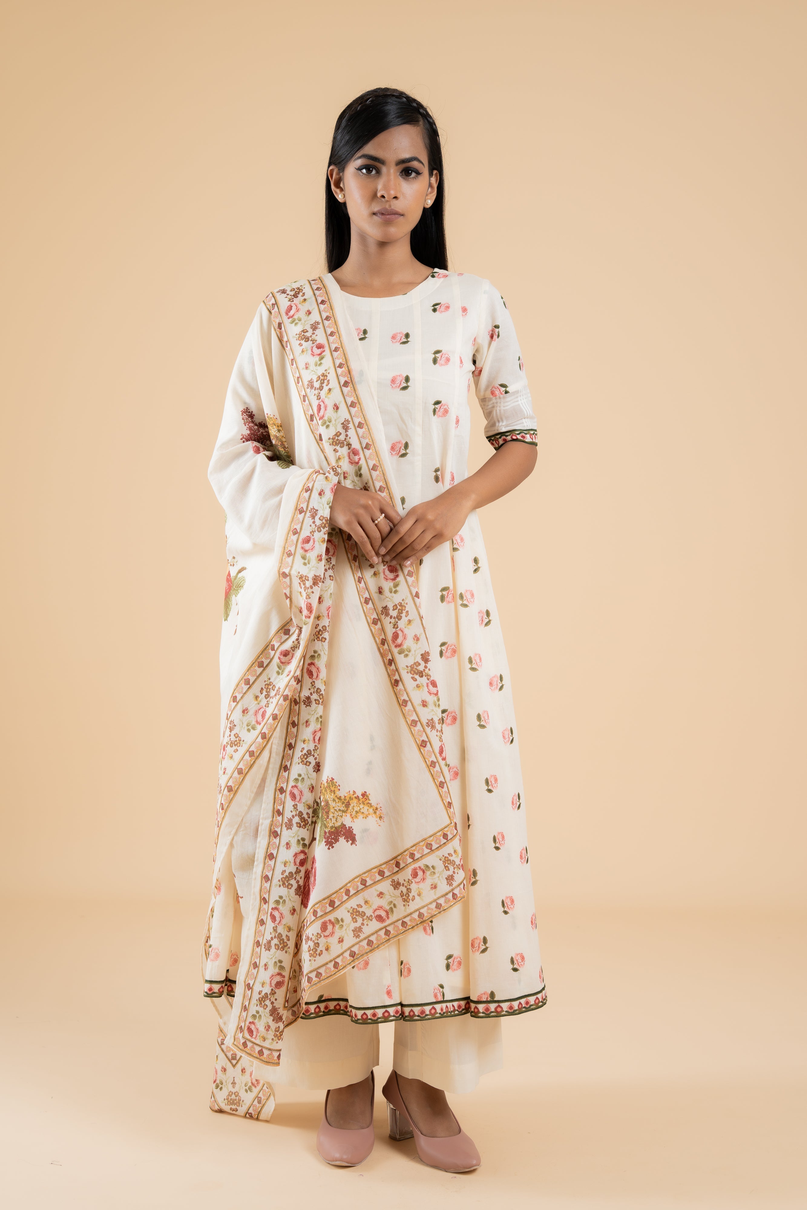 OFF WHITE GULABO ANARKALI SET OF 3