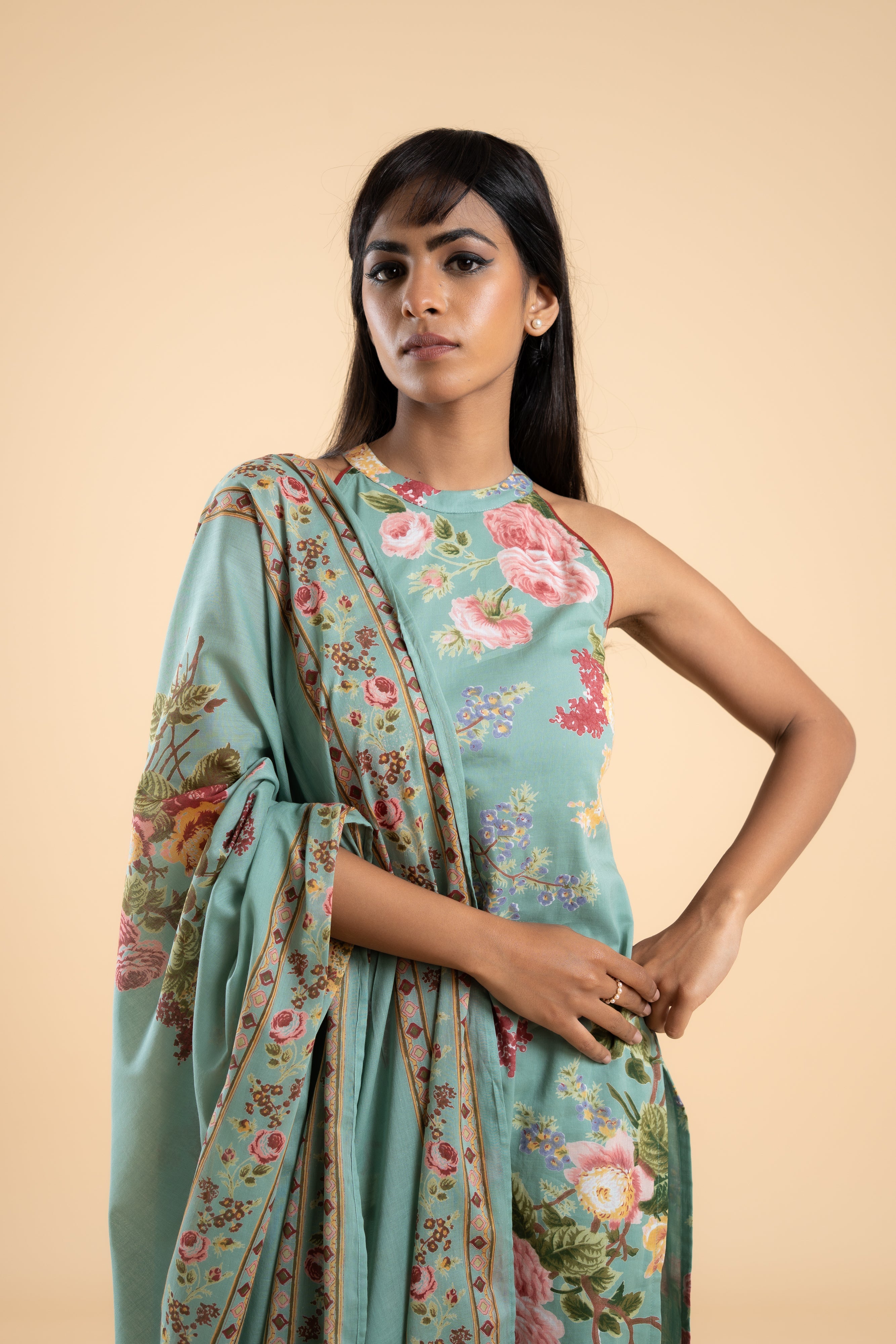 SAGE GREEN PHOOL KURTA SET OF 3