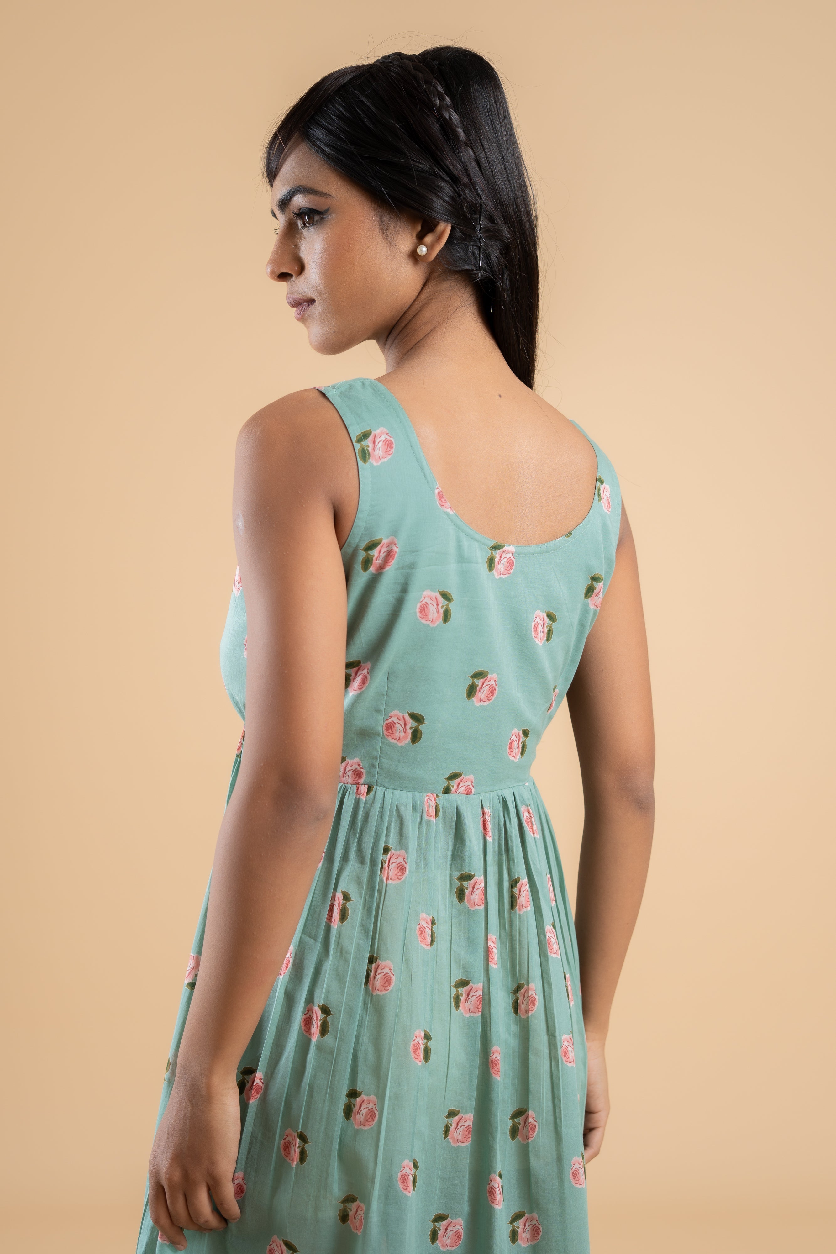 SAGE GREEN PANKHUDI DRESS WITH JACKET SET OF 2