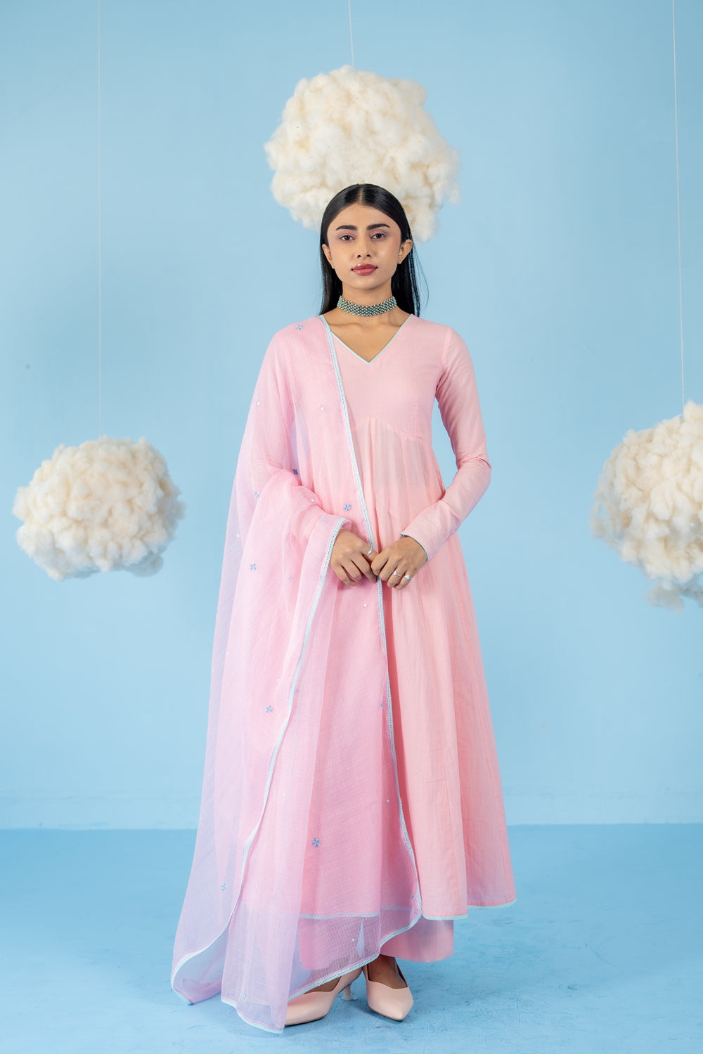 BABY PINK BERRY ANARKALI SET OF 3