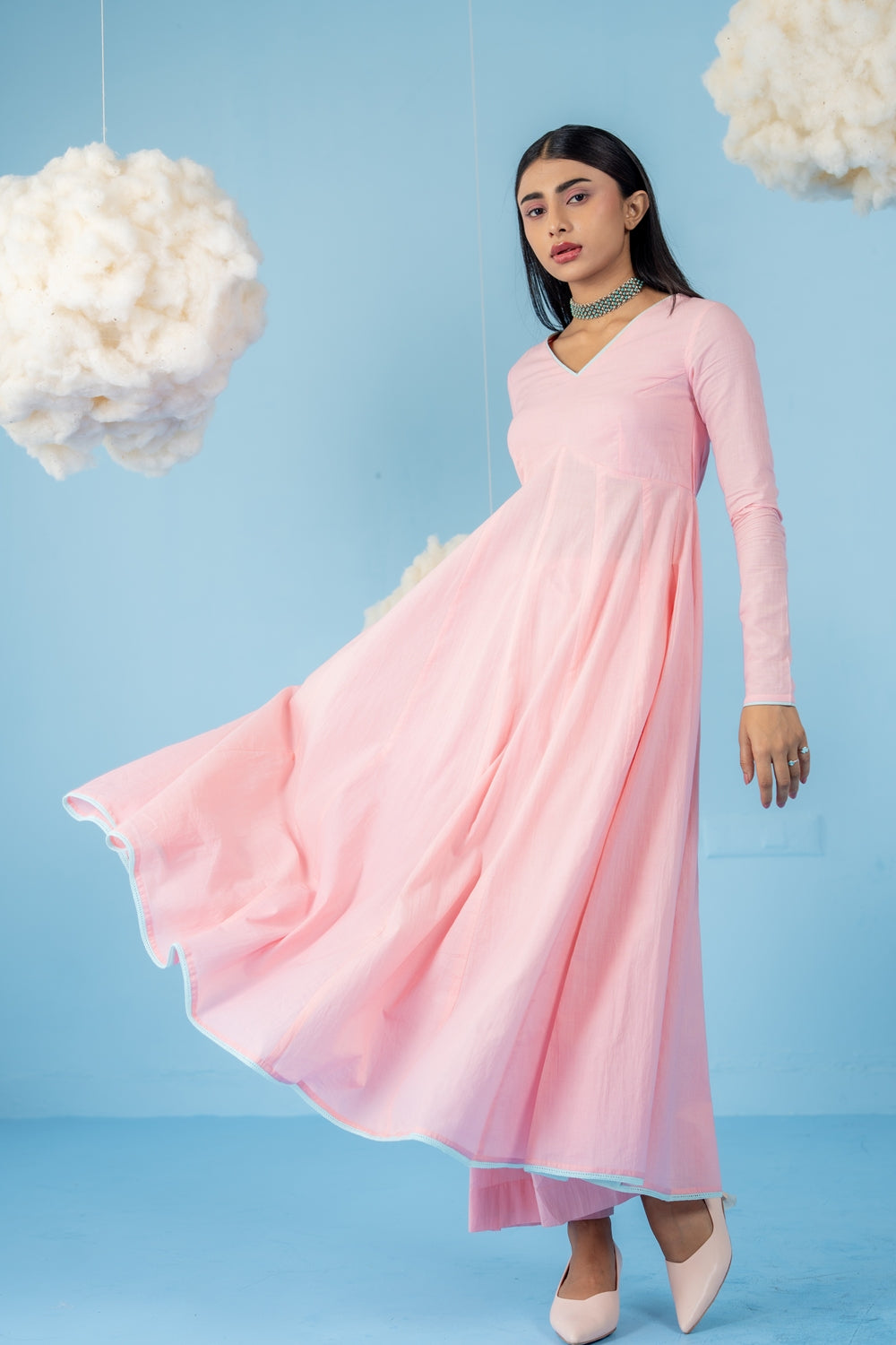 BABY PINK BERRY ANARKALI SET OF 3
