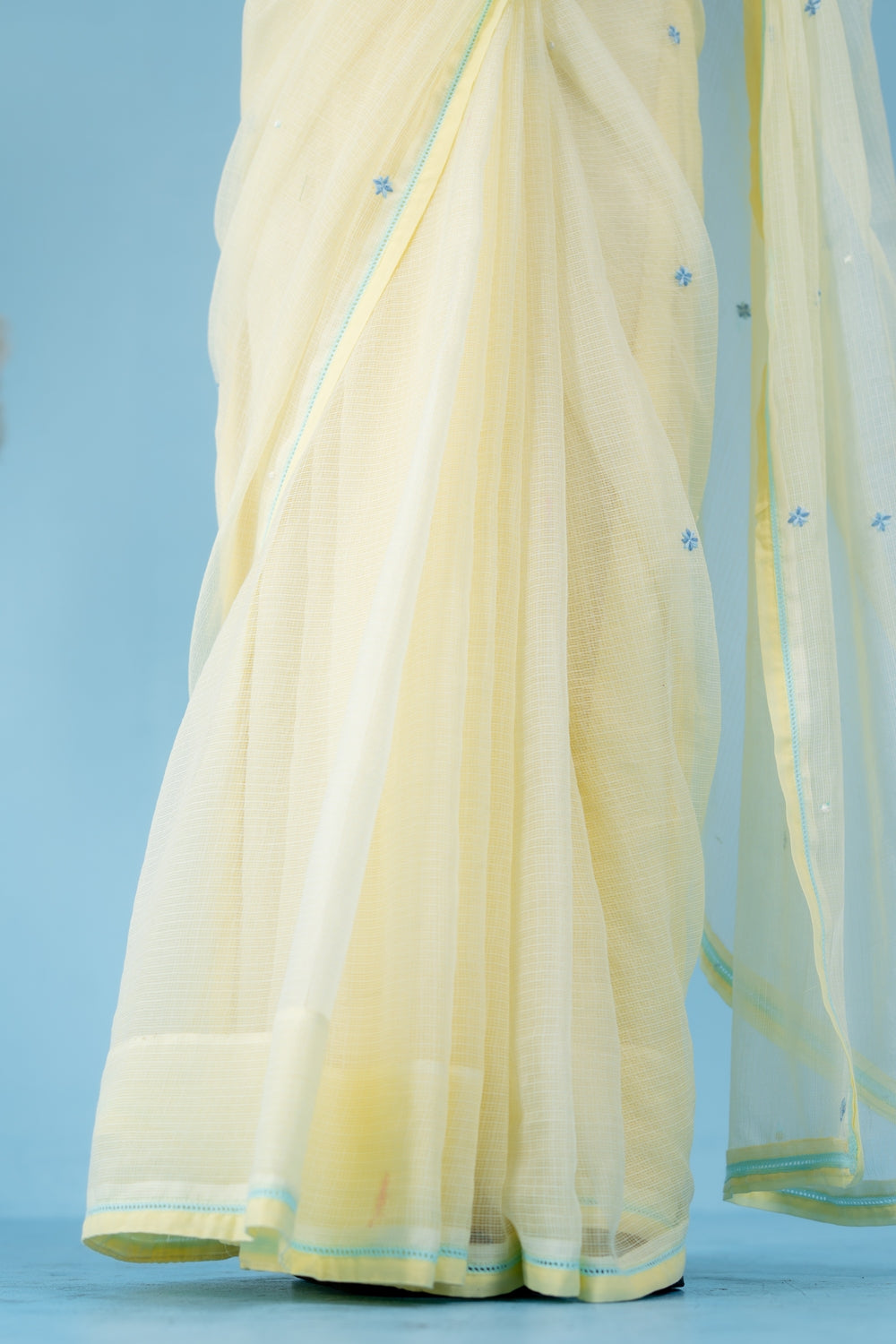 BUTTER YELLOW LEMONADE SAREE WITH UN-STITCHED BLOUSE
