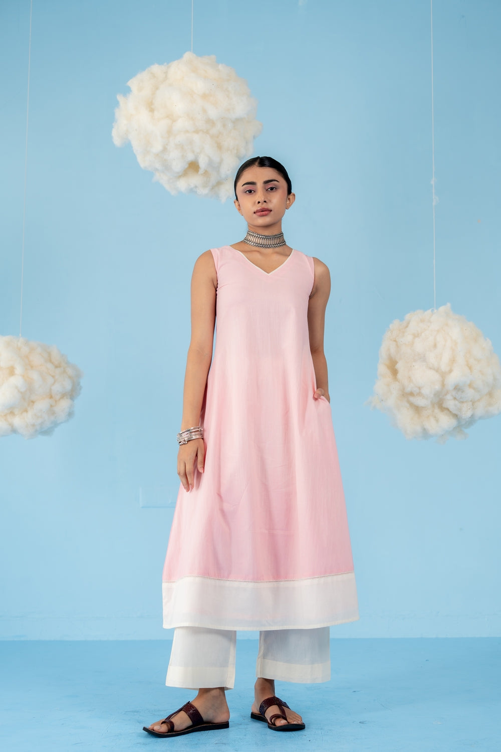 BABY PINK ROSE KURTA SET OF 3