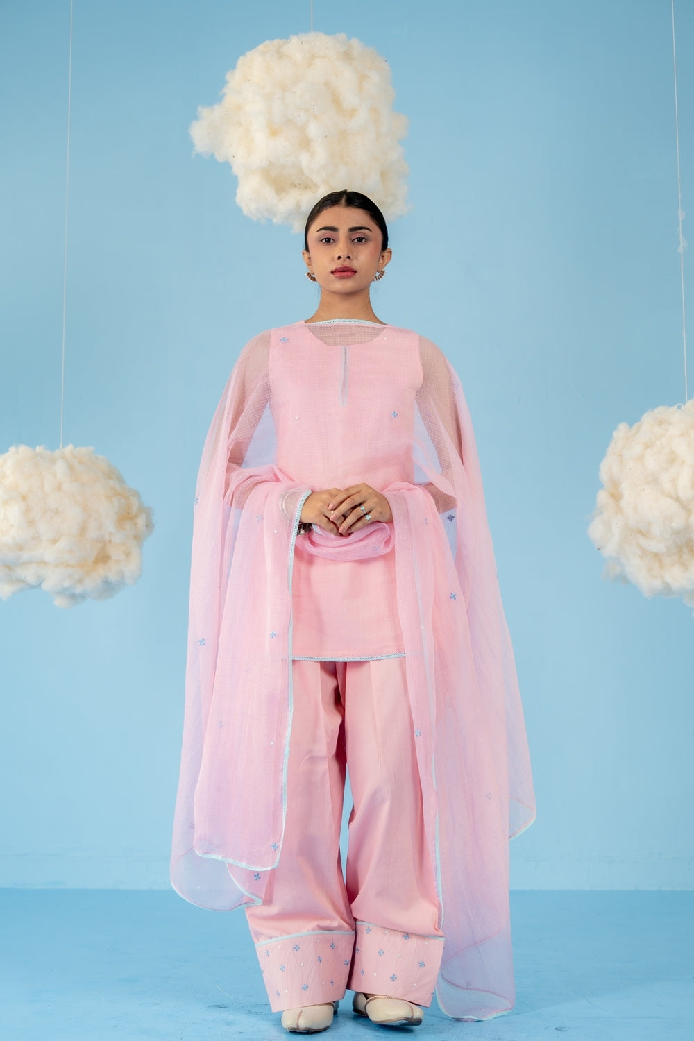 BABY PINK CHERRY FARSI SALWAR SET OF 3