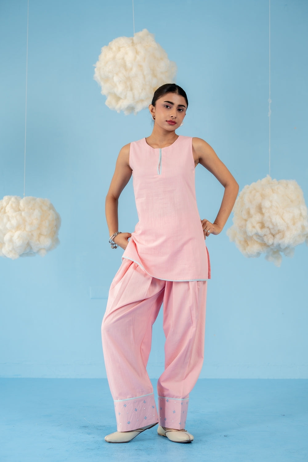 BABY PINK CHERRY FARSI SALWAR SET OF 3