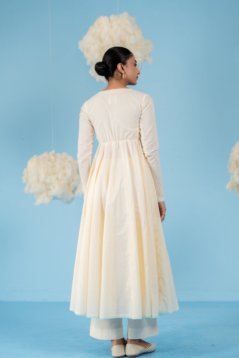 OFF-WHITE ALMOMD MILK ANARKALI SET OF 3