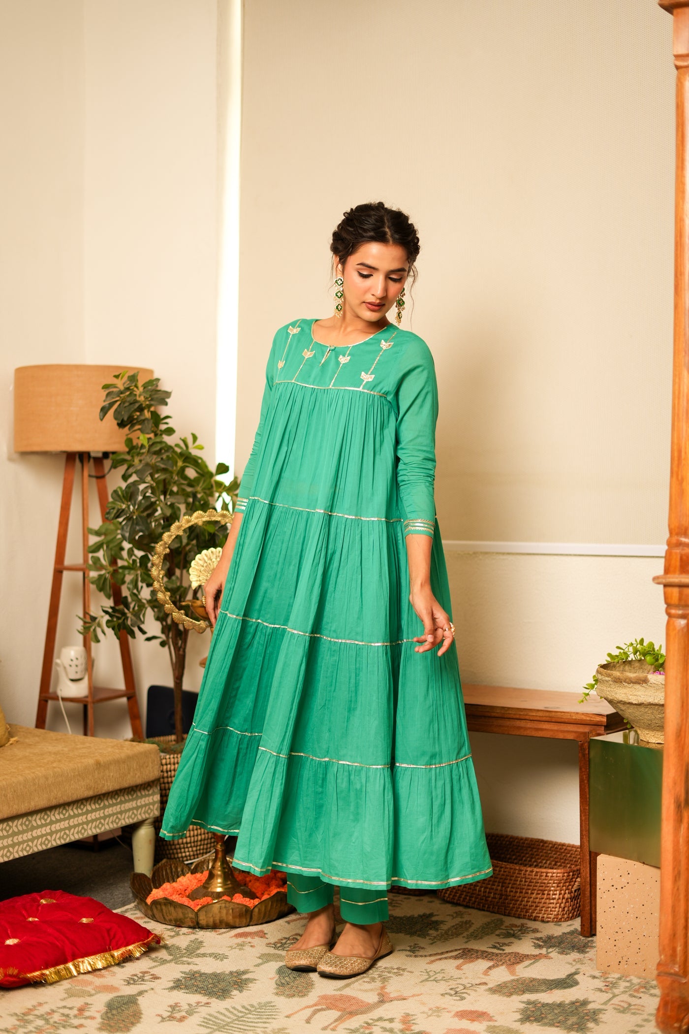 TEAL TIERED KUTRA SET OF 2