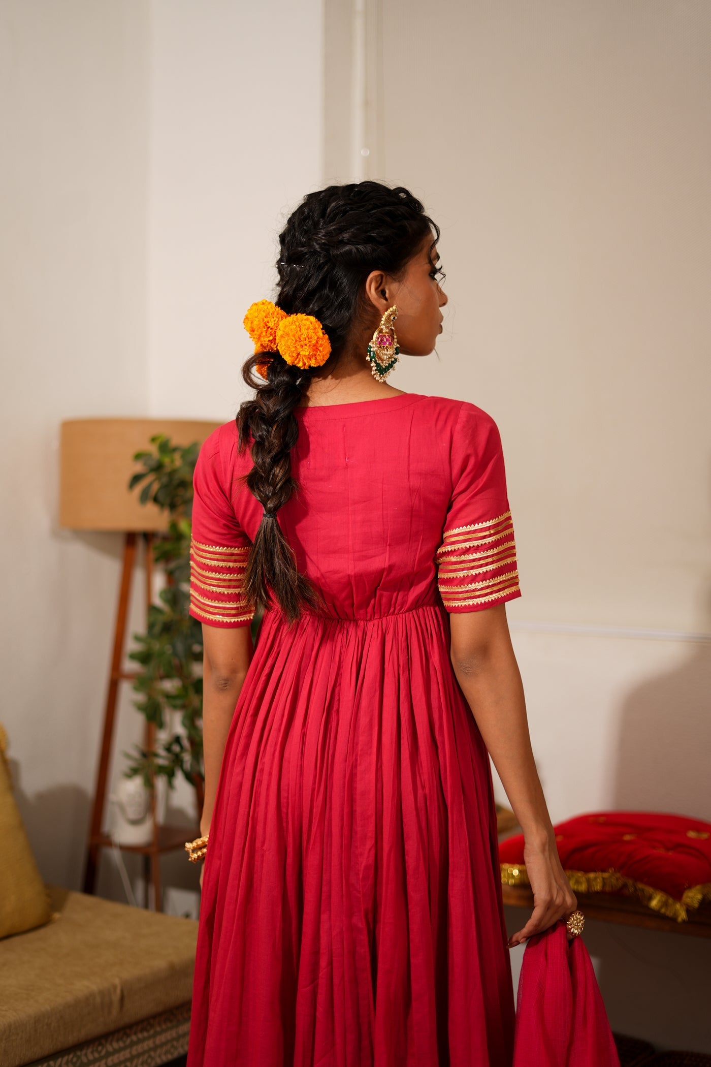 RED AANGI ANARKALI SET OF 3