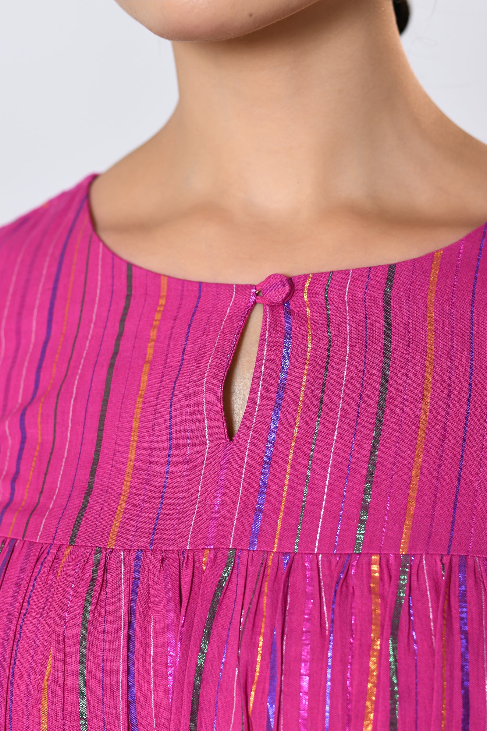 Rangmala Pink Multicolor zari Lurex Tiered Anarkali with Pants (RTS)