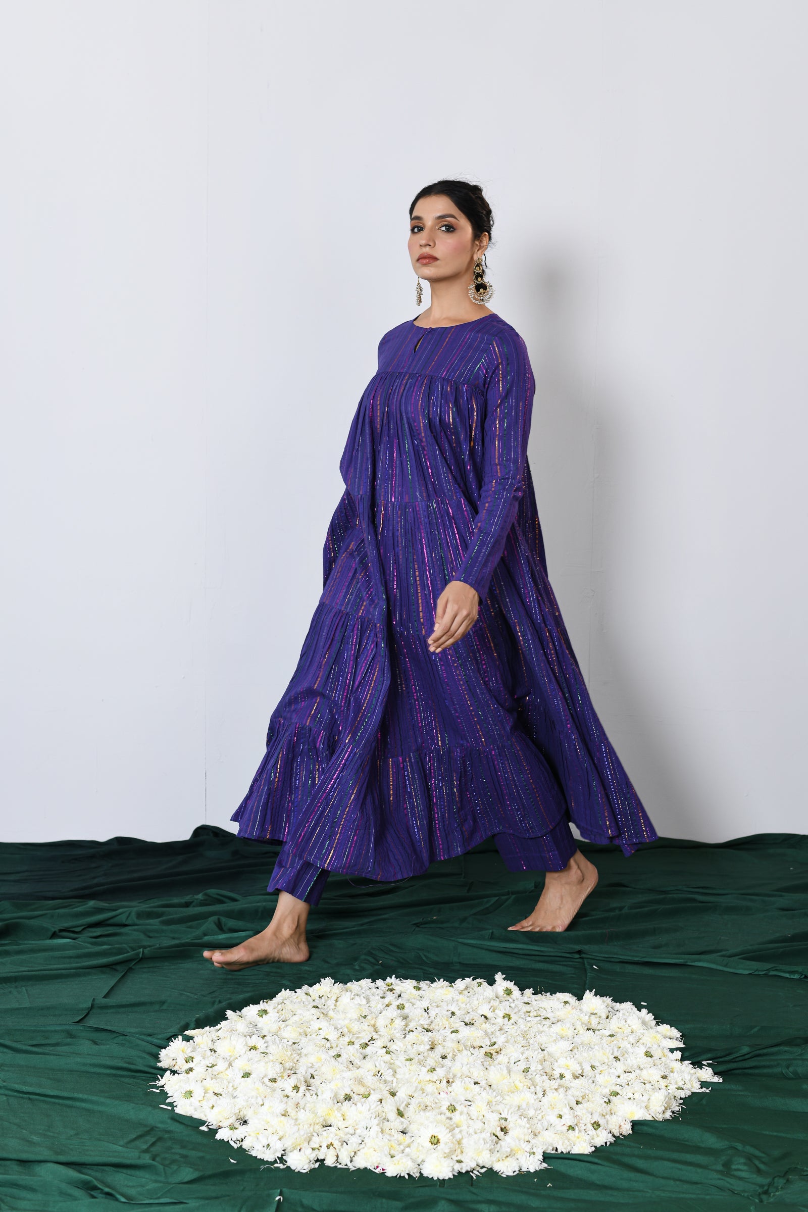 Phuljhari Purple multicolor zari Lurex with pants (RTS)