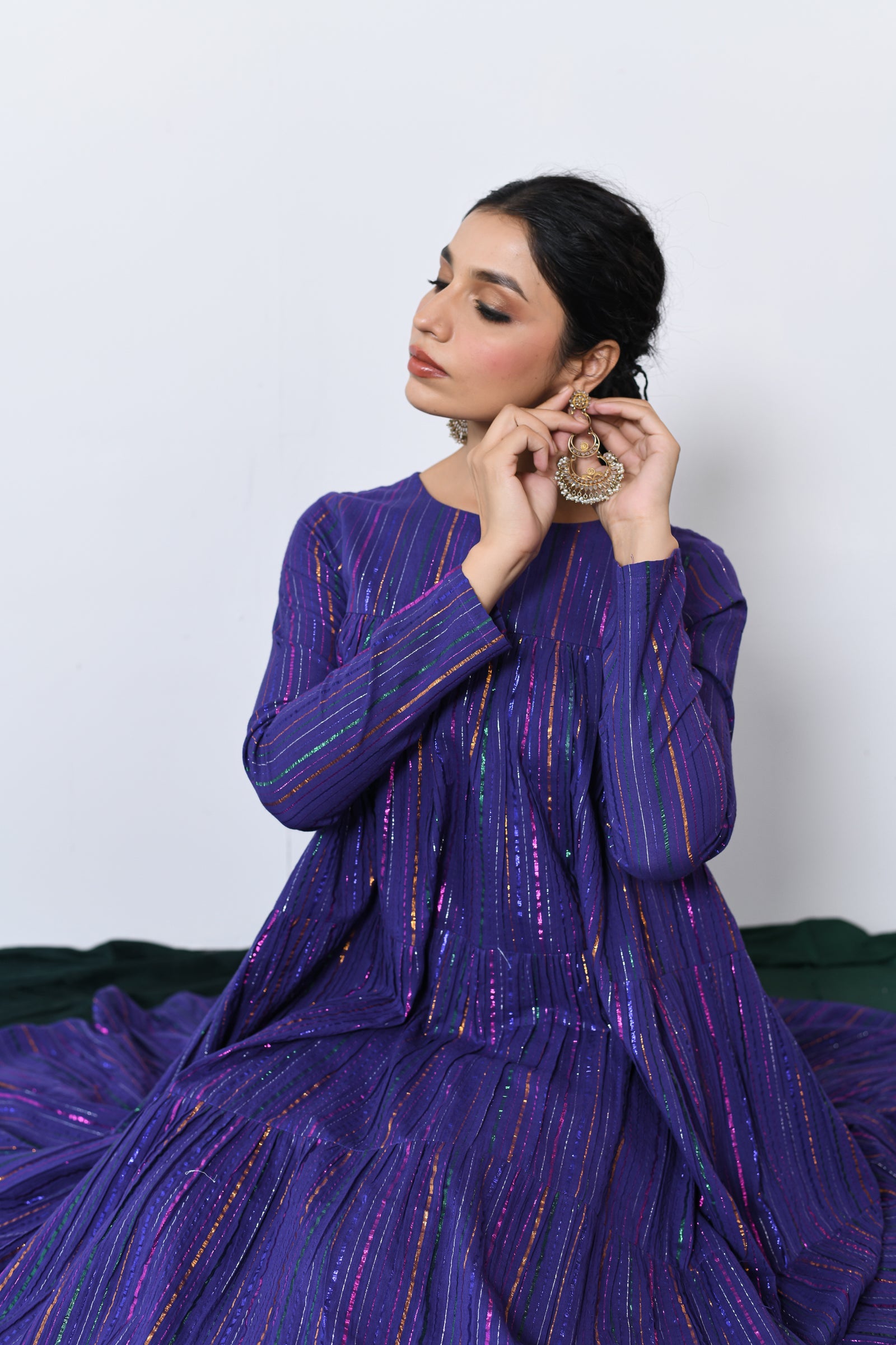 Phuljhari Purple multicolor zari Lurex with pants (RTS)