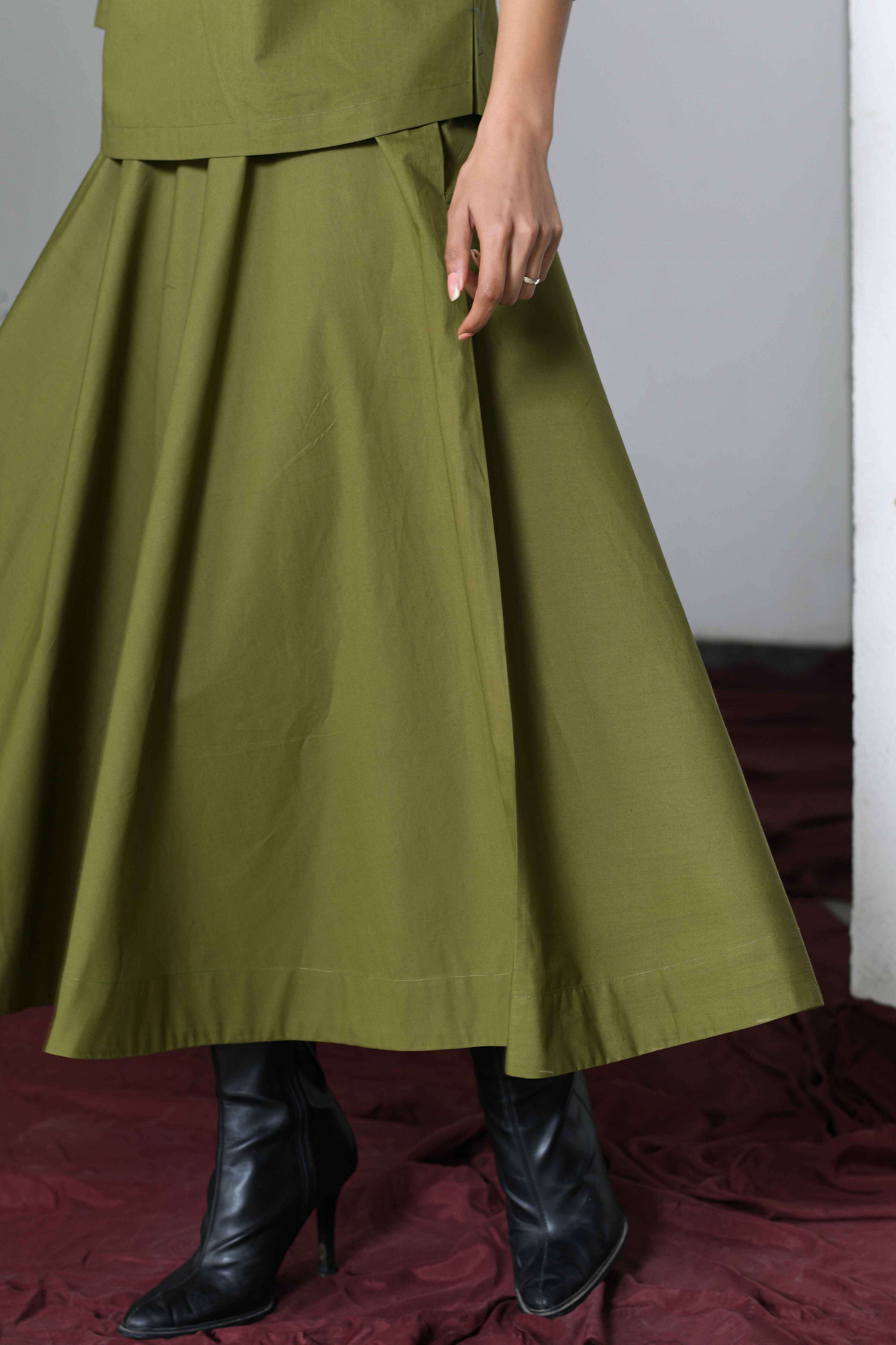 OLIVE A-LINE SKIRT