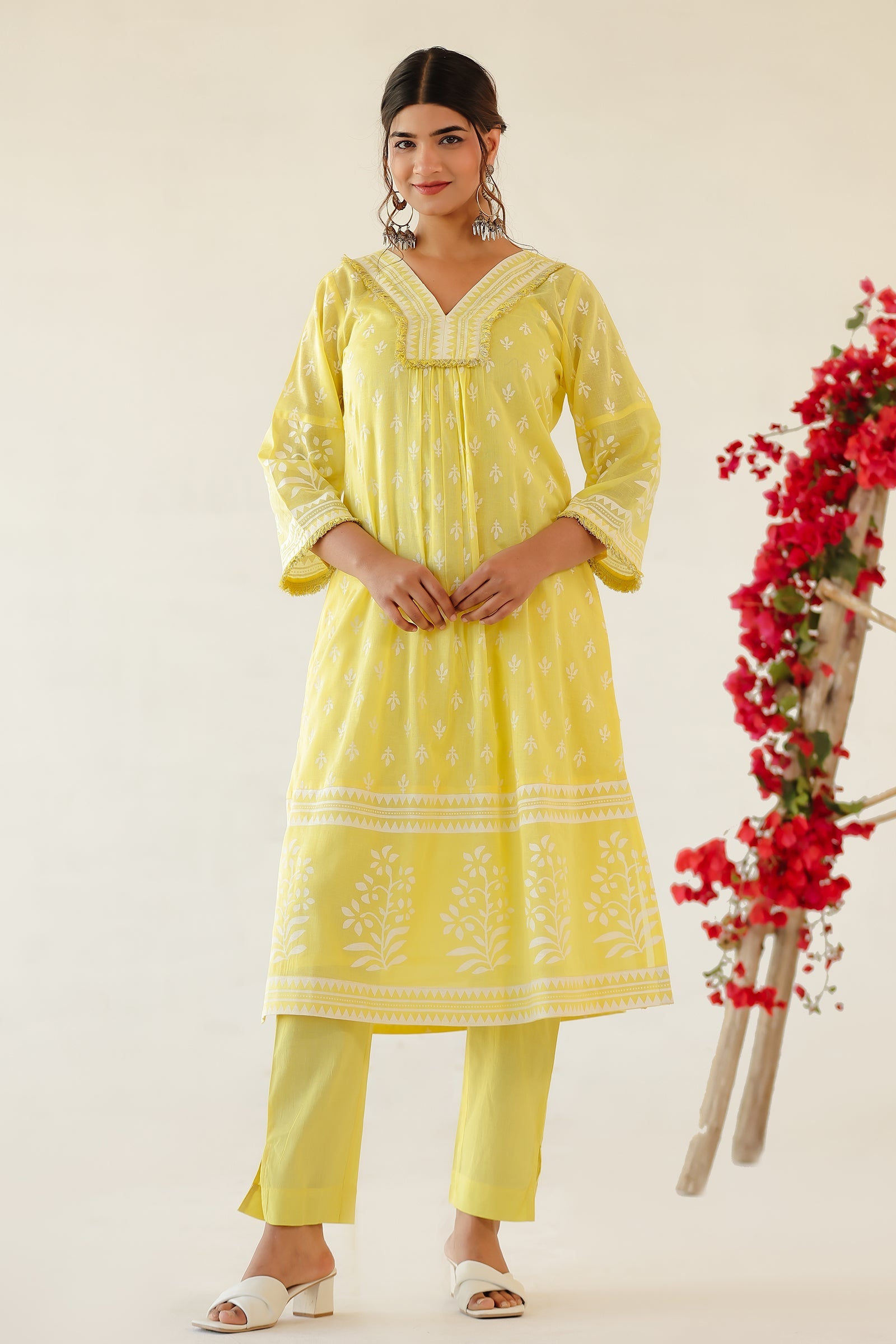 JENI YELLOW MULMUL A LINE SET